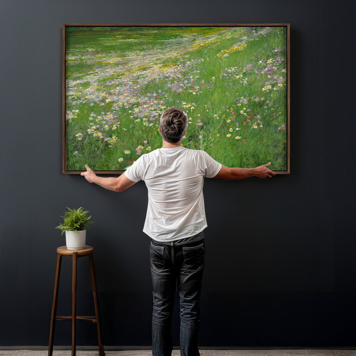 63535040-MGV-CV-36X24 - Alexander Koester Flower Meadow Canvas Wall Art, Vintage Landscape Print