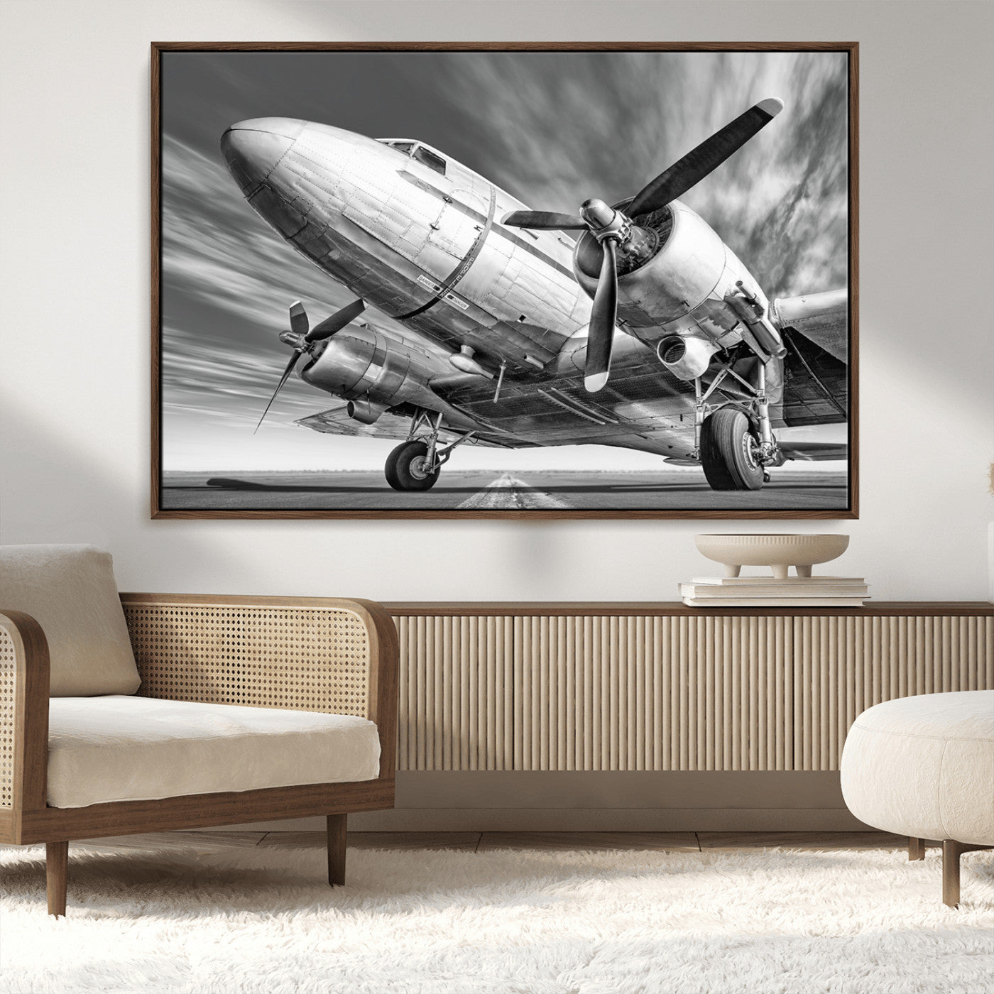 82744-MGV-CV-36X24-Vintage Airplane on Runway Canvas Print