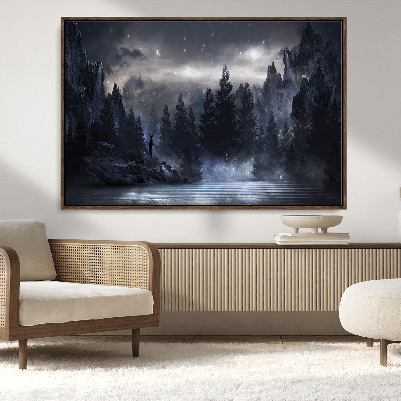 55385-MGV-CV-36X24-Night Landscape and Trees Wall Art Canvas Print