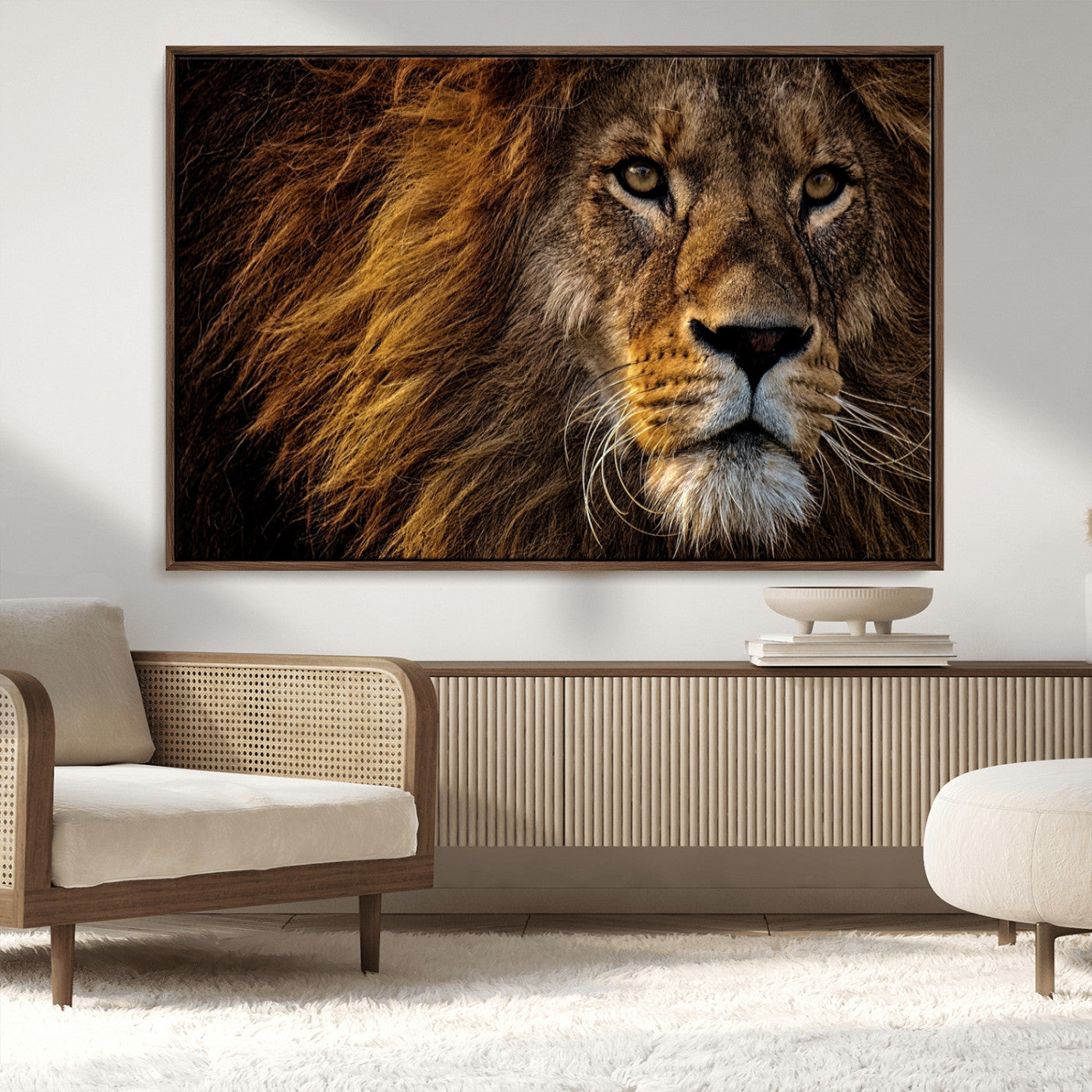 98665-MGV-CV-36X24-Mighty Lion Wall Art Canvas Print – Majestic Animal Portrait Artwork for Home, Office, Living Room, Guest Room