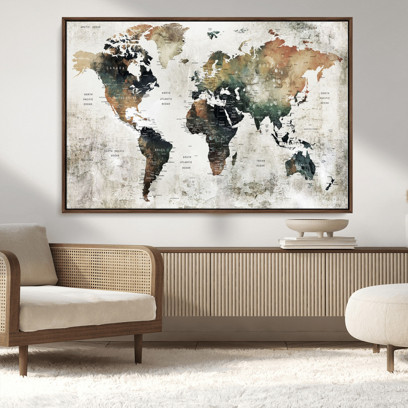 19444-MGV-CV-36X24-Push Pin World Map Canvas Print – Travel Tracker Wall Art for Couples, Perfect Anniversary Gift for Home or Office Decor