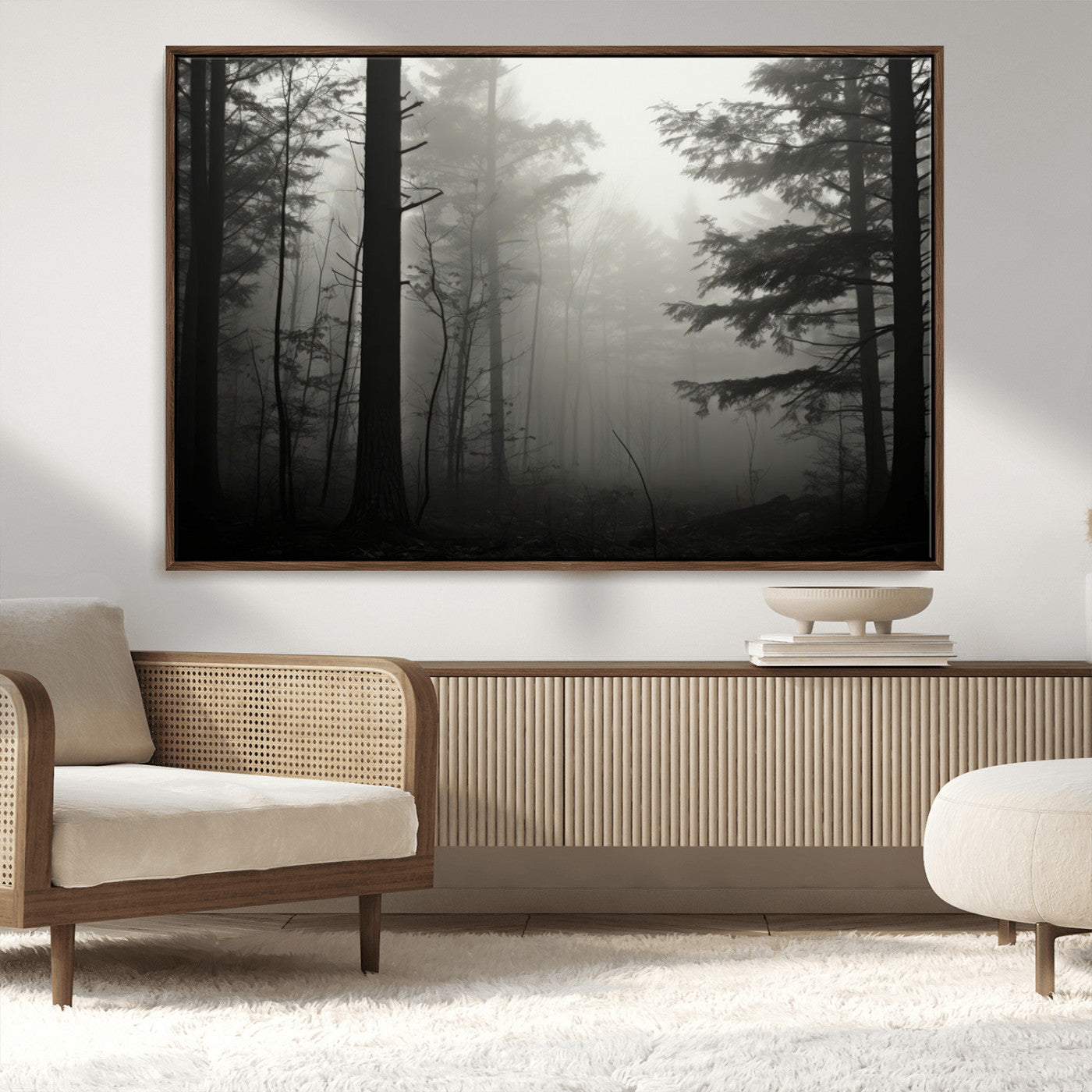 -Misty Forest Wall Art Premium Canvas Print a Foggy and Serene Atmosphere - Nature Wall Art