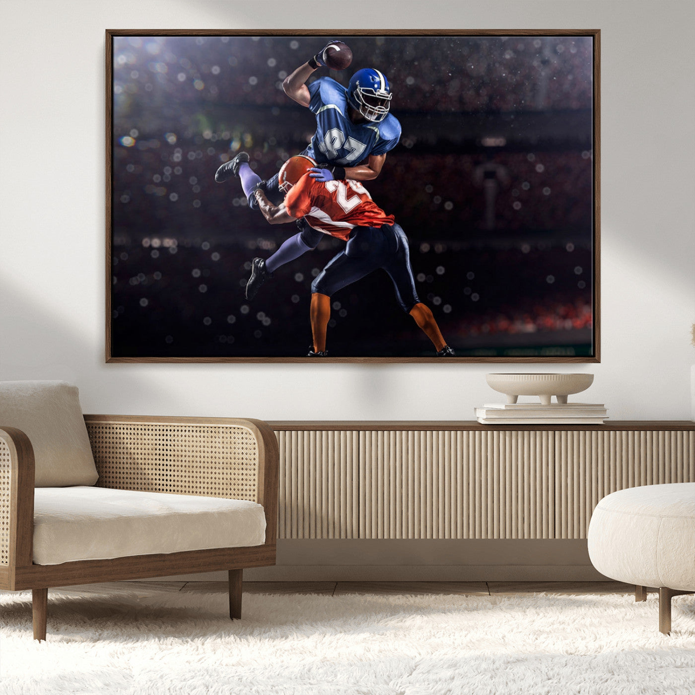 76491-MGV-FC-36X24_Walnut-American Football Wall Art Canvas Print, Stadium Sport Wall Art Print