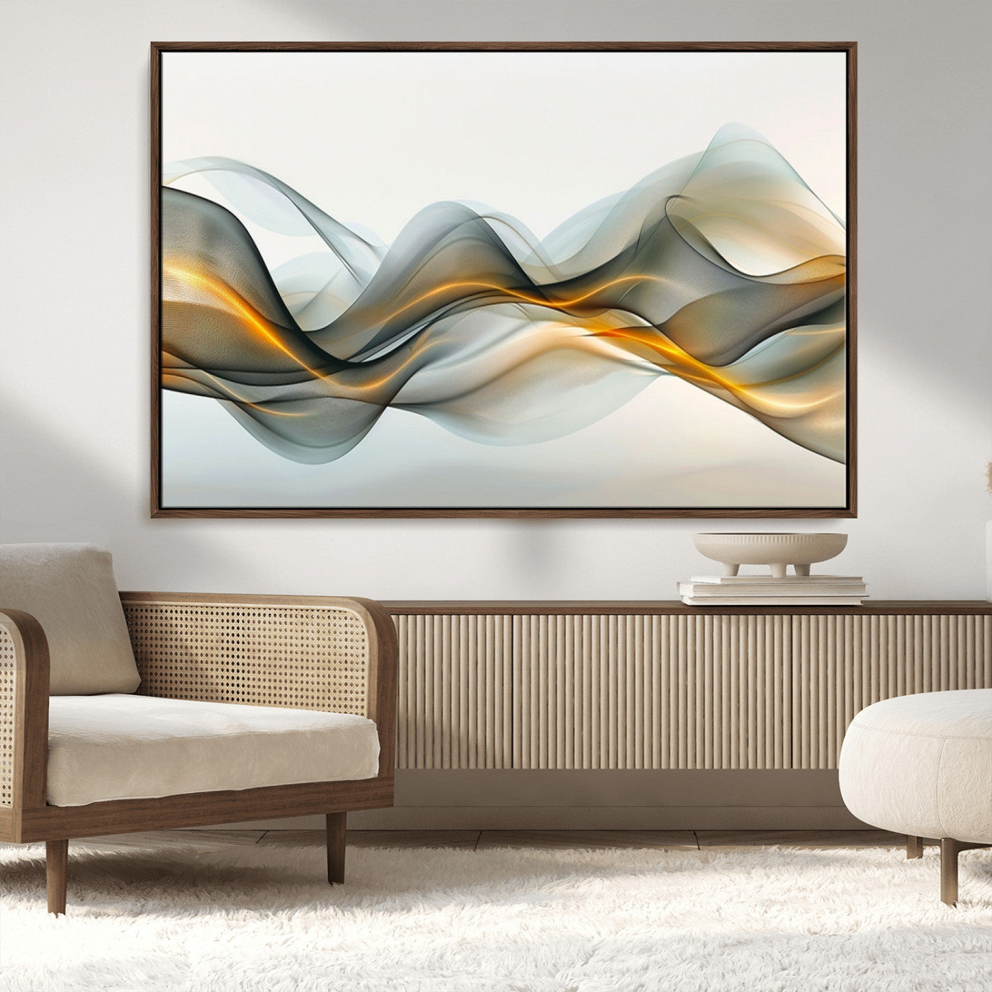 ES1001-MGV-CV-36X24-Abstract Wave Canvas Wall Art – Fluid Contemporary Elegance in Motion – Ready to Hang