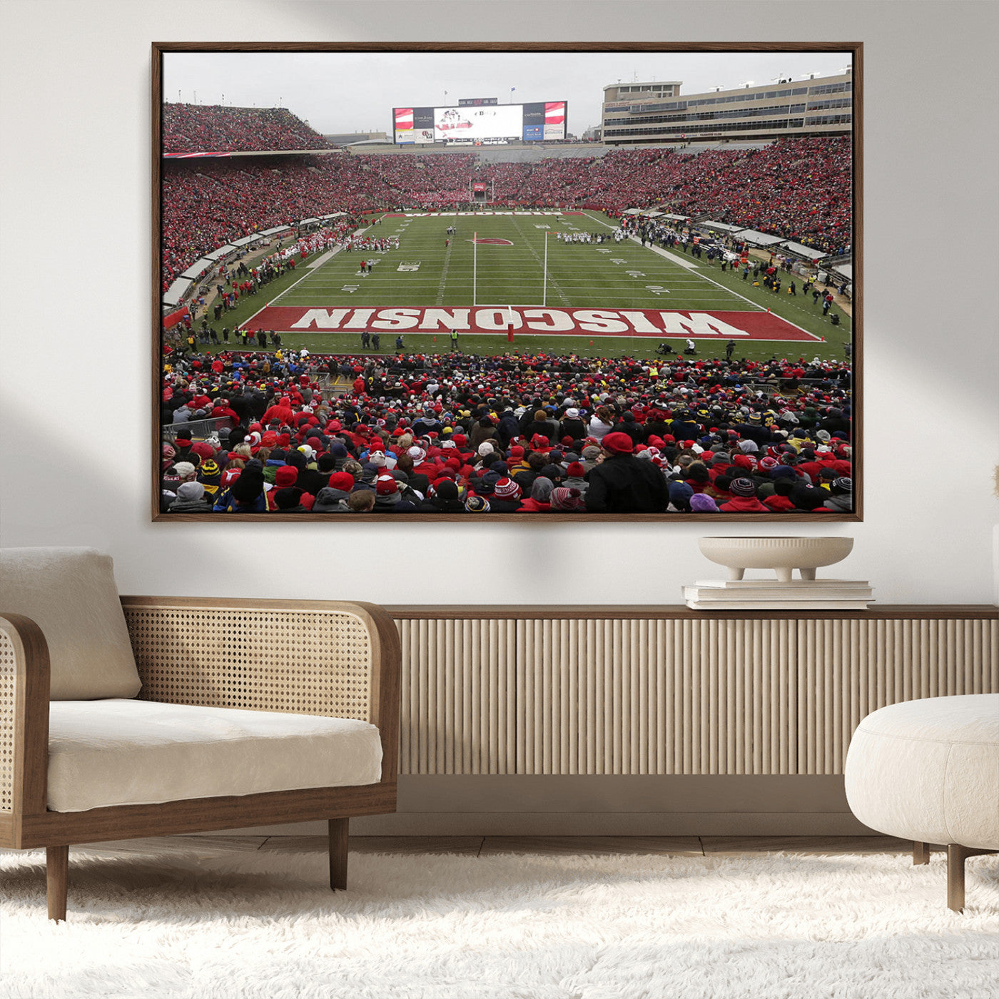 23461-MGV-CV-36X24-Wisconsin Badgers Team Print Canvas - Madison Camp Randall Stadium Wall Art Canvas Print