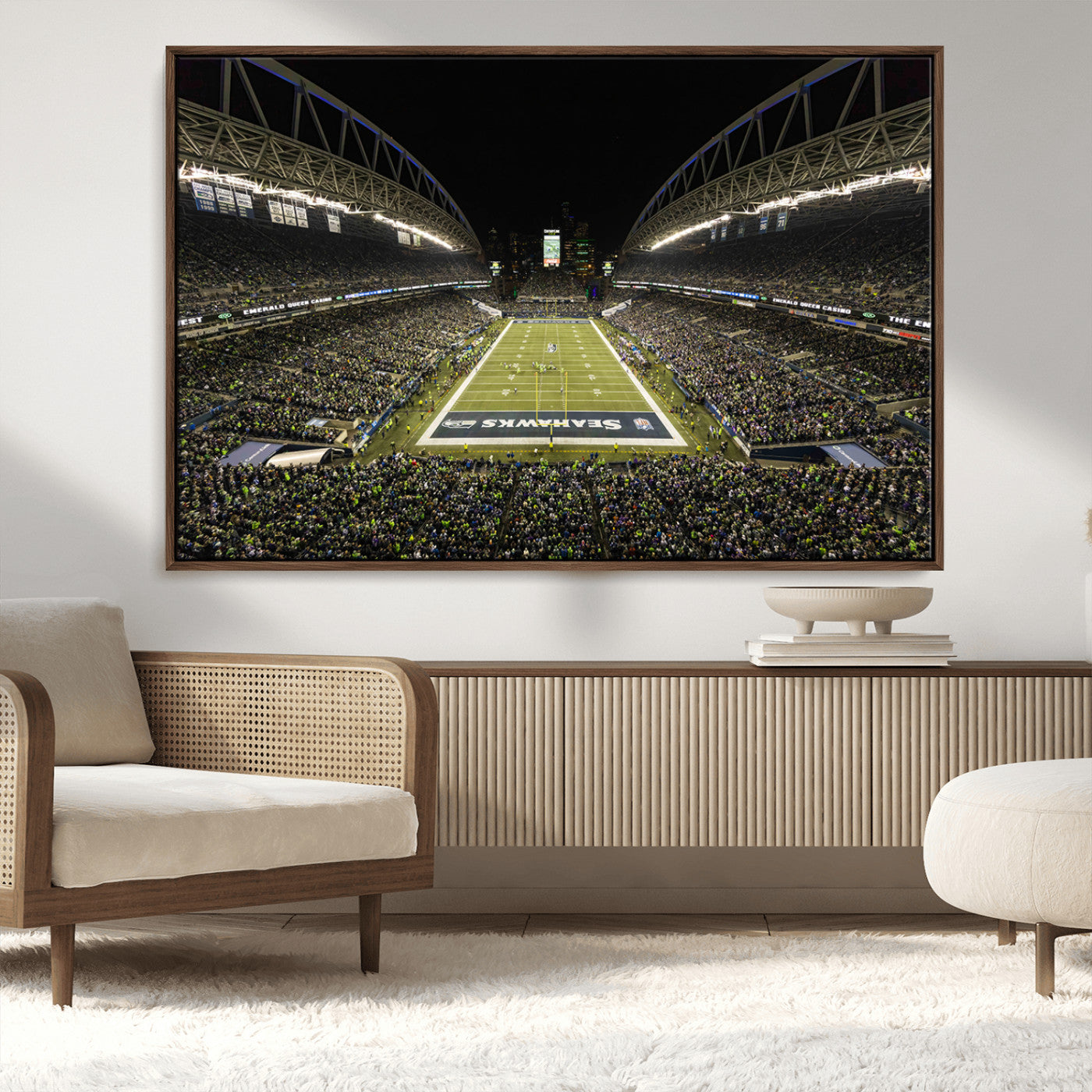 81900-MGV-CV-36X24-Seattle Seahawks Football Team Print Wall Art - Seattle Century Link Field Stadium Wall Art Canvas