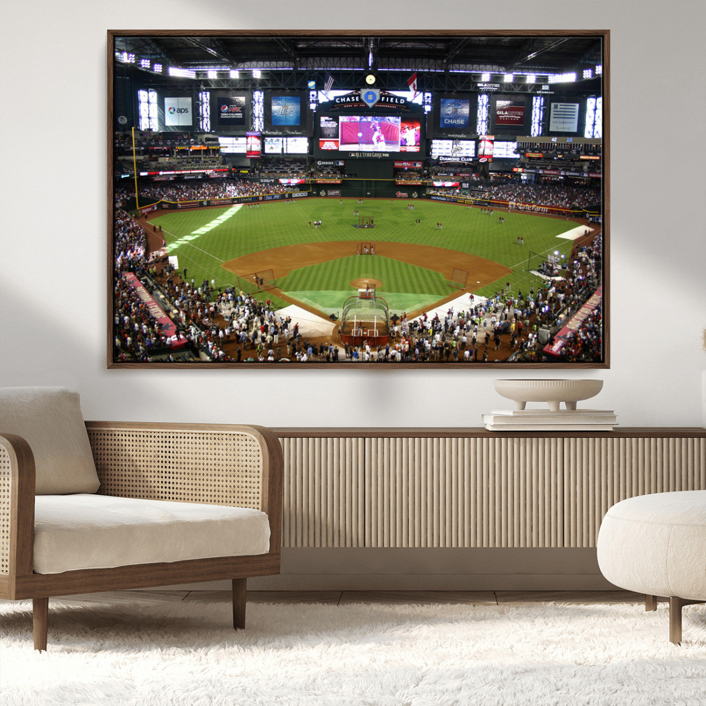 91630-MGV-CV-36X24-Arizona Diamondbacks Baseball Team Print - Phoenix Chase Field Baseball Stadium Wall Art Canvas
