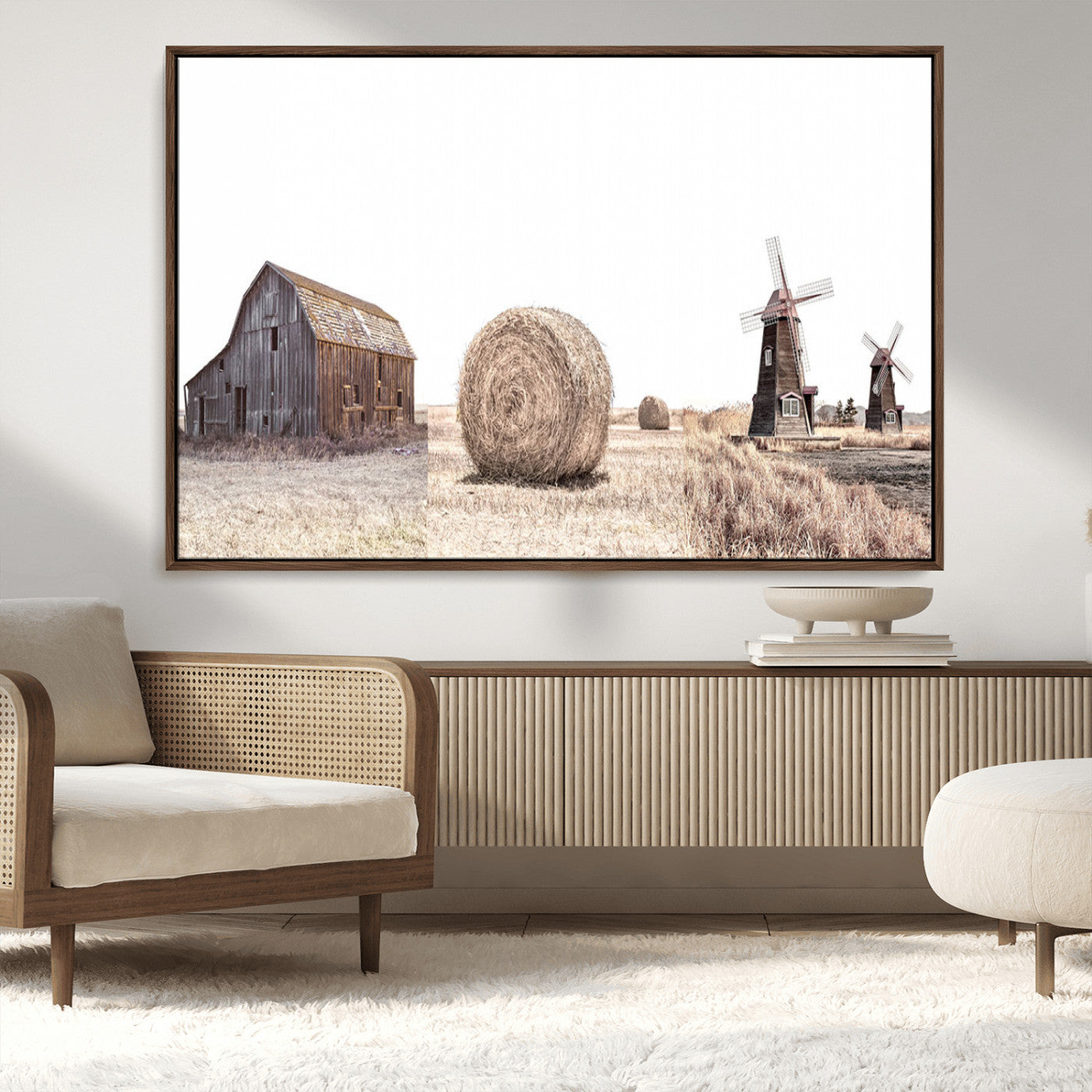 94971-MGV-CV-36X24-Farm Prints Set, Set of 3 Farmhouse Wall Art, Country House Decor, Barn Print, Wheat Print,