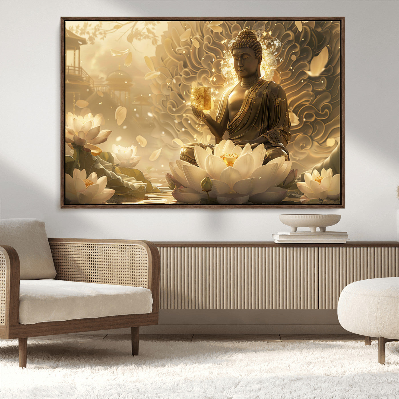 -Golden Buddha Wall Art | Yoga Room Decor and Meditation Room Wall Art | Framed and Ready to Hang