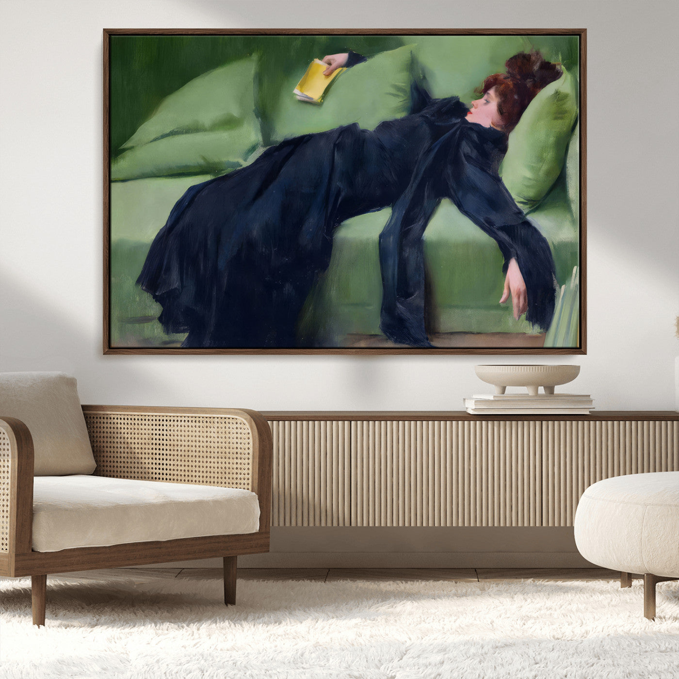17725-MGV-CV-36X24-Decadent Girl by Ramon Casas Wall Art Canvas Print, Framed Decadent Girl Canvas Print