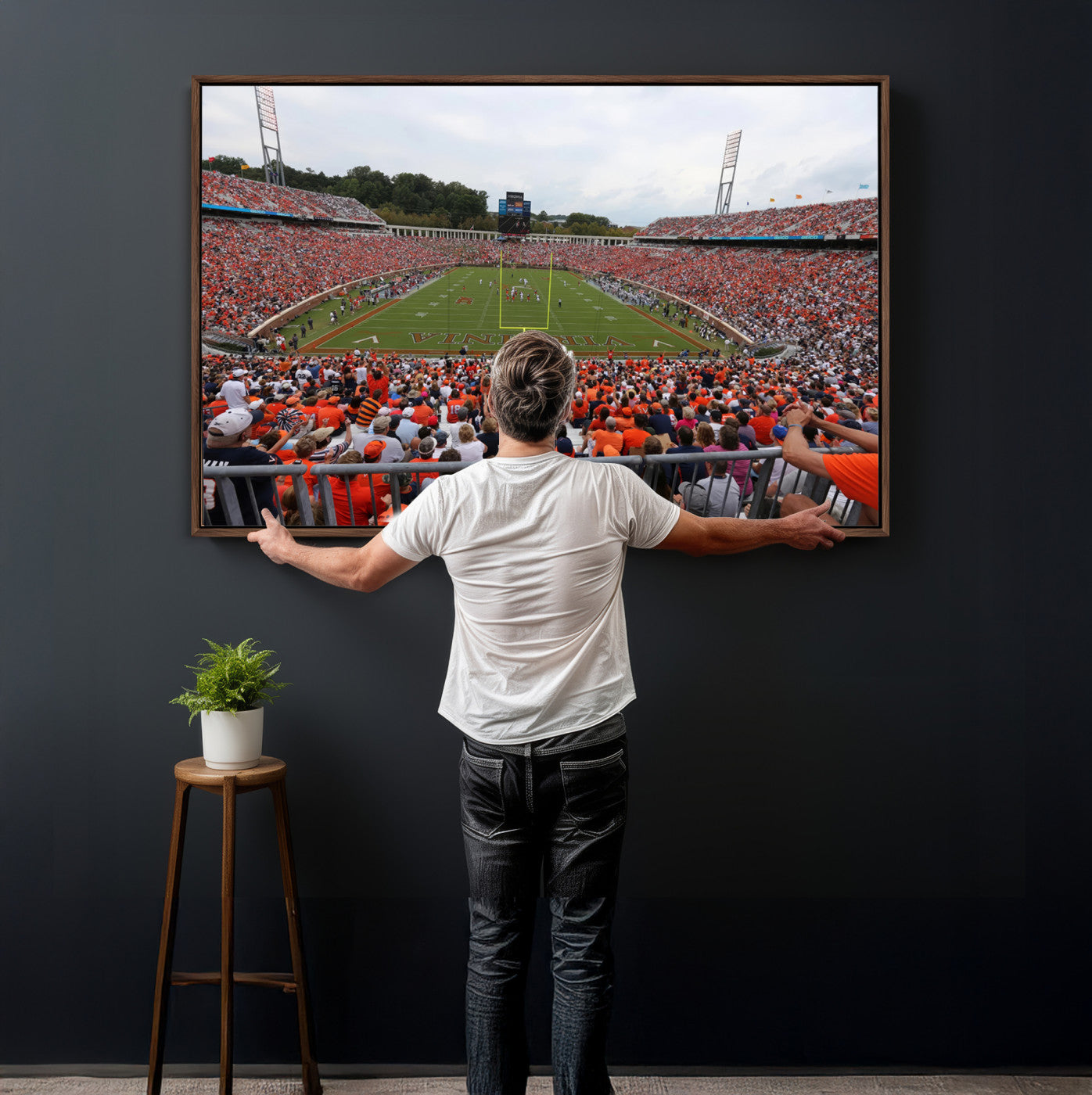 63606-MGV-CV-36X24 - Virginia Cavaliers Football Team Print - Charlottesville Scott Stadium Print Wall Art Canvas