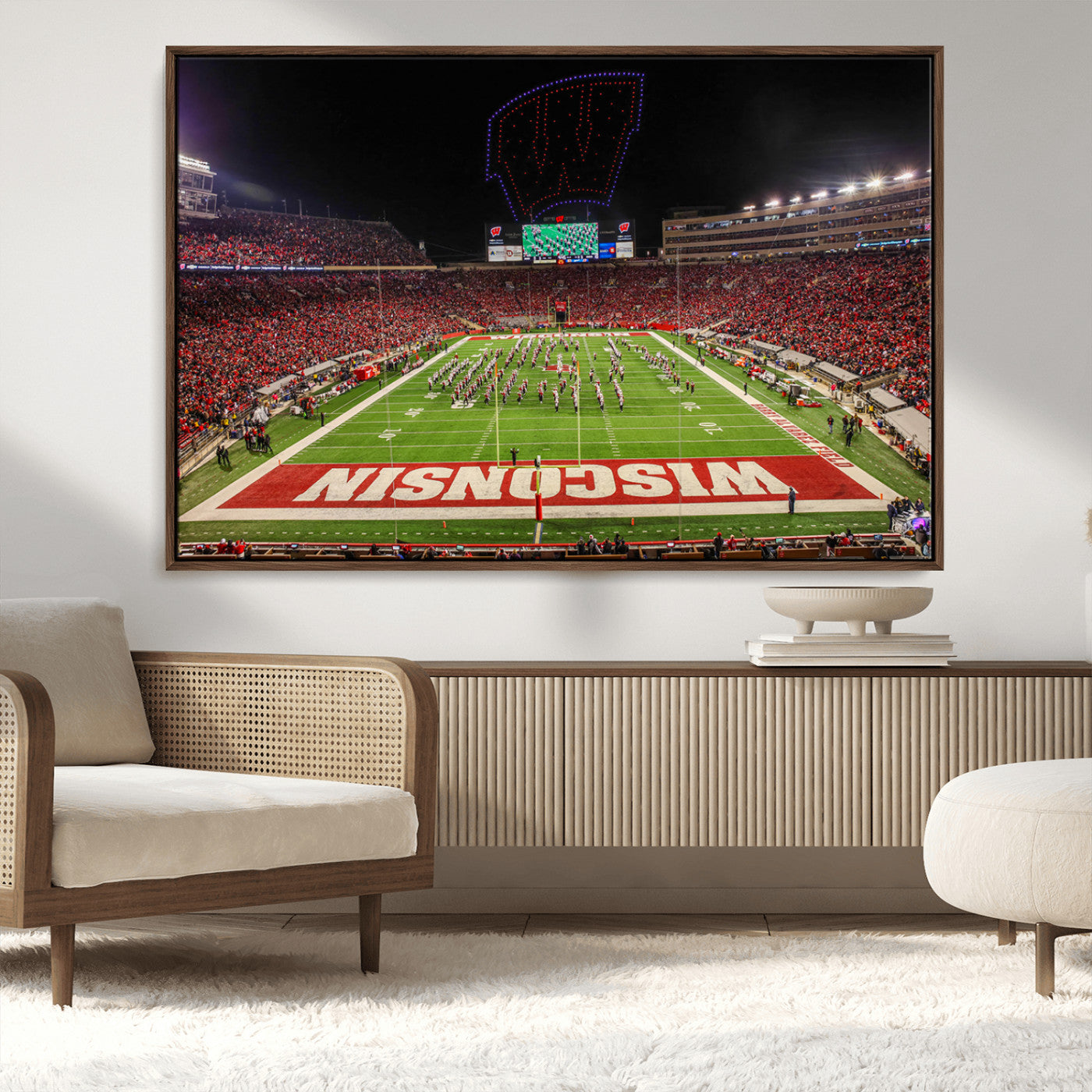 34125-MGV-CV-36X24-Wisconsin Badgers Football Team Print Canvas- Madison Camp Randall Stadium Wall Art Canvas Print