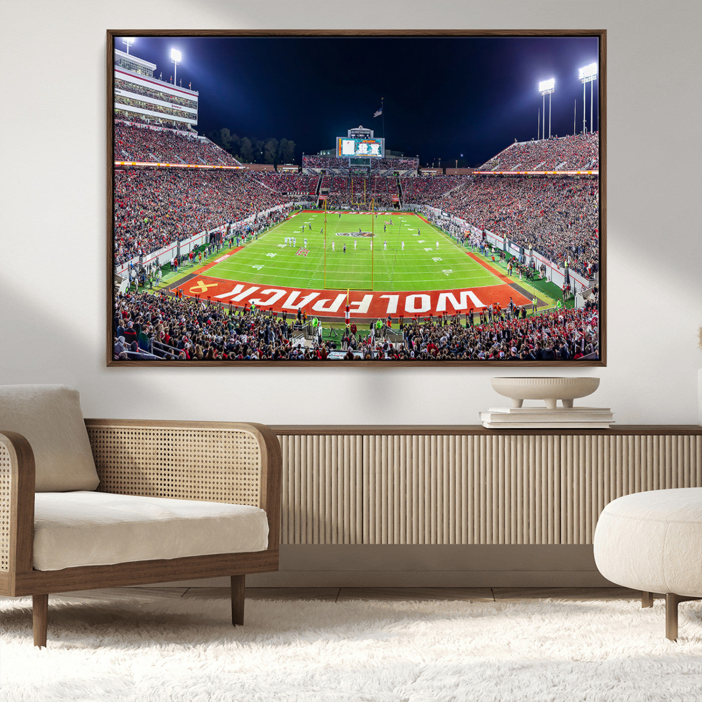 80943-MGV-CV-36X24-Wolfpack Football Team Print - Raleigh Carter-Finley Stadium Wall Art Canvas Print