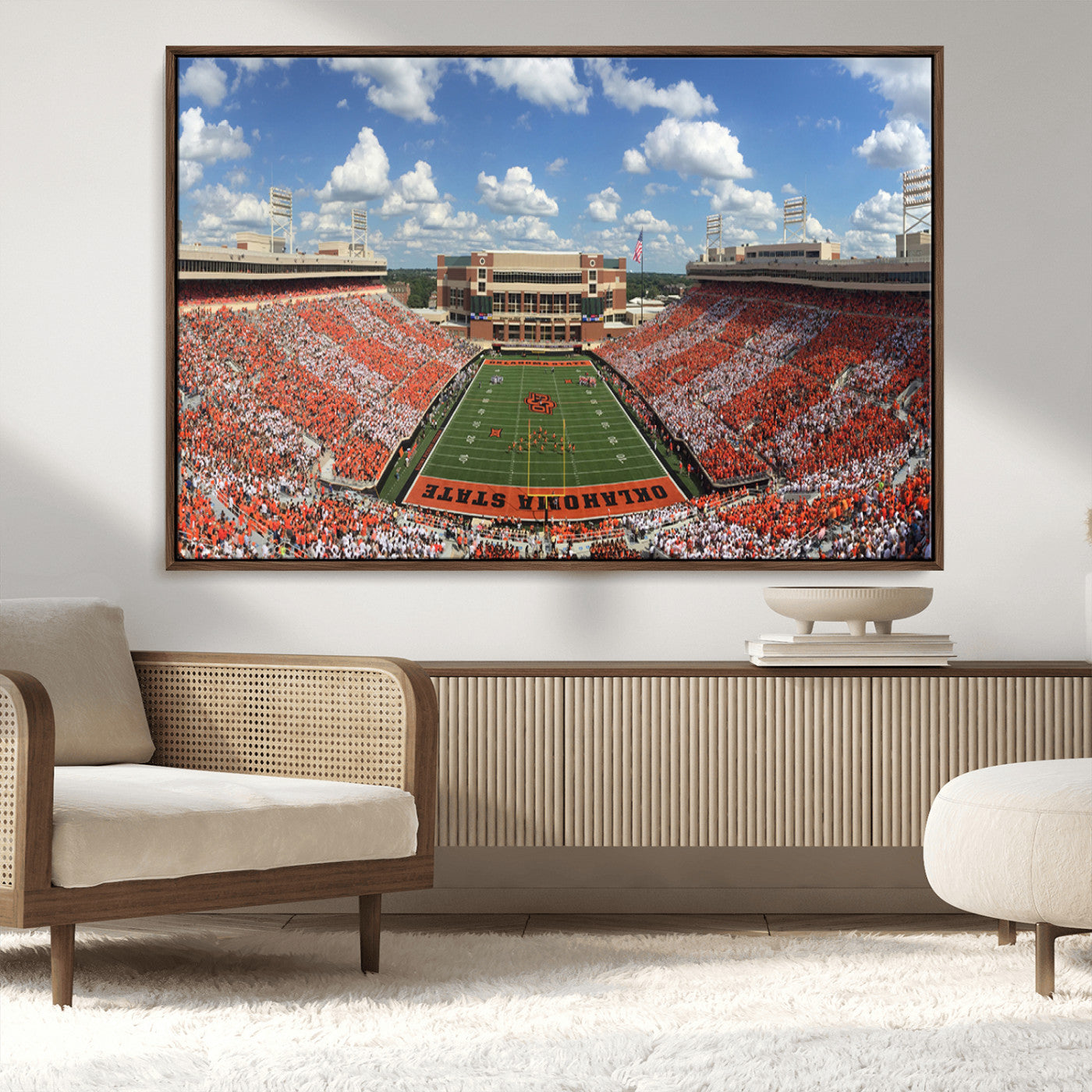 65192-MGV-CV-36X24-Oklahoma State Cowboys Football Team Print - Stillwater Boone Pickens Stadium Wall Art Canvas Print