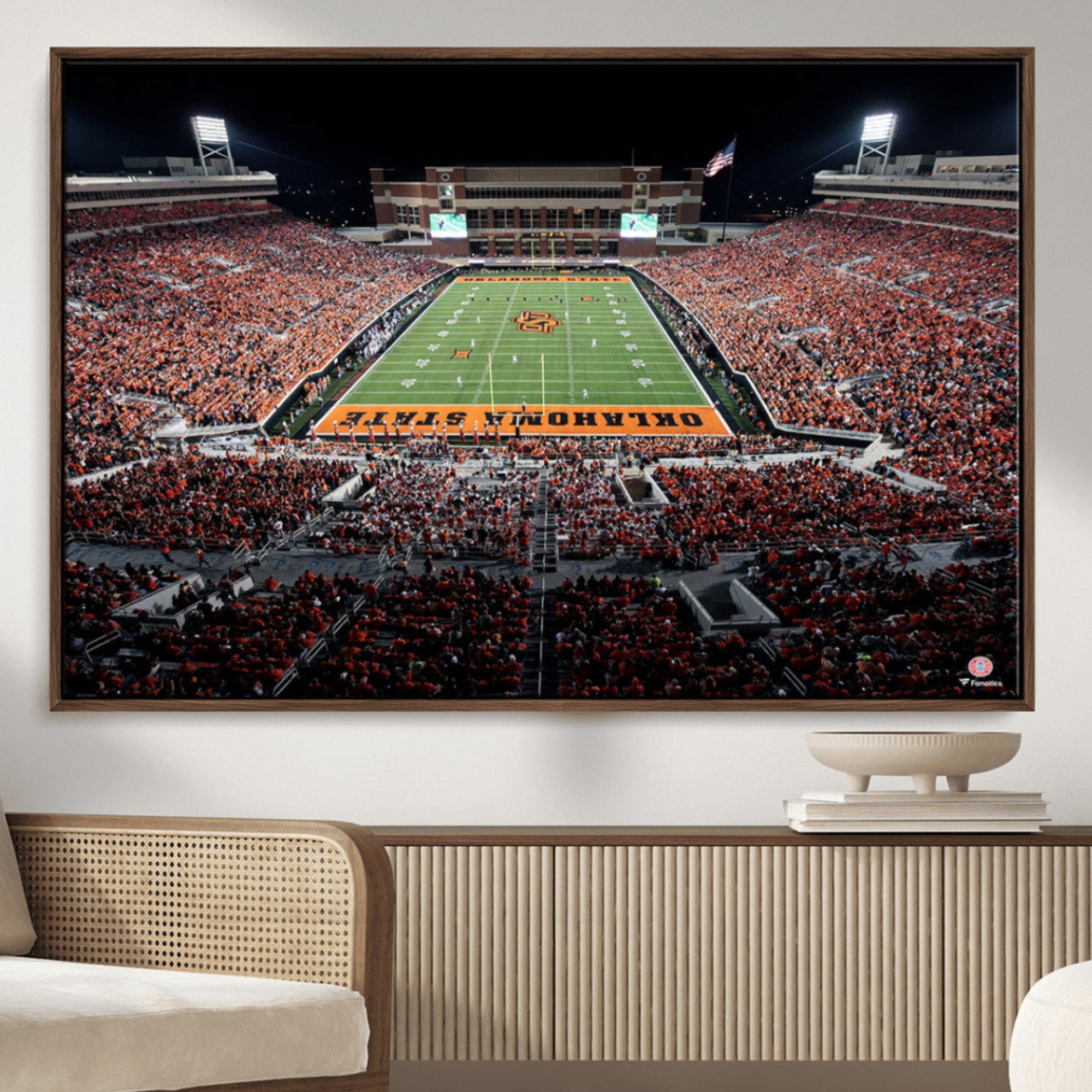 81675-MGV-CV-36X24-Boone Pickens Stadium Wall Art Oklahoma State Cowboys Print Framed Sports Canvas Art for Home, Office, Living Room