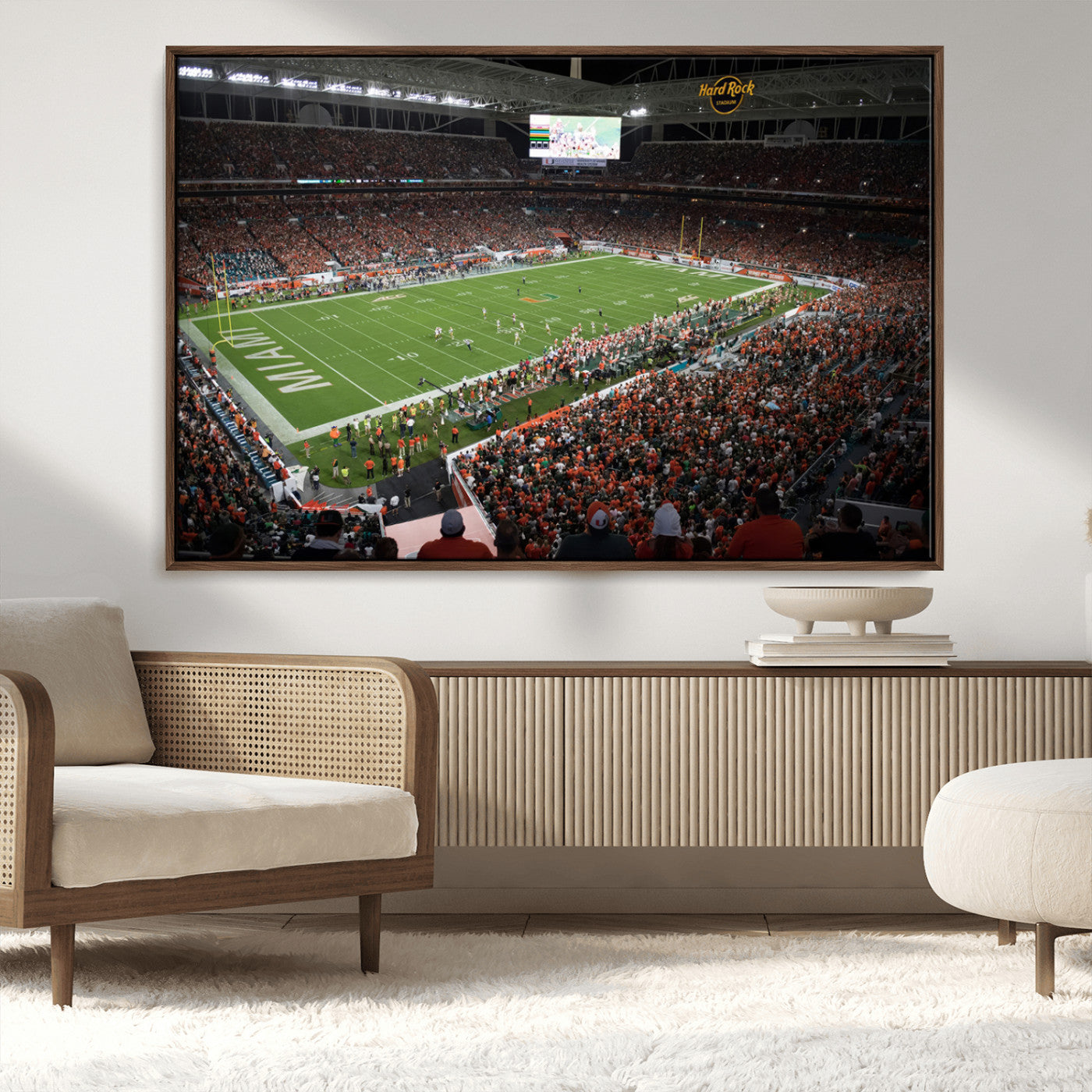 -Miami Hurricanes Football Team Print Canvas- Miami Hard Rock Stadium Wall Art Canvas Print