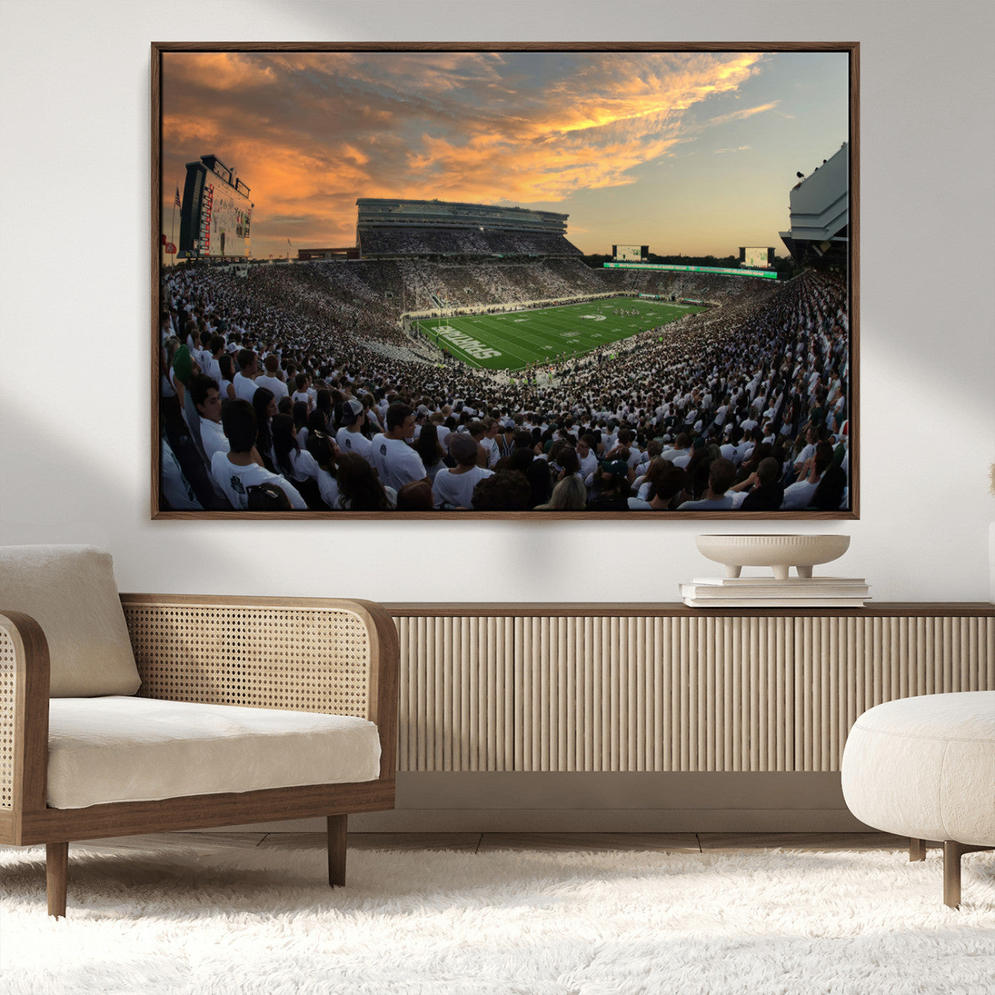 99155-MGV-CV-36X24-Michigan State Spartans Football Team Print - East Lansing Spartan Stadium Wall Art Canvas Print