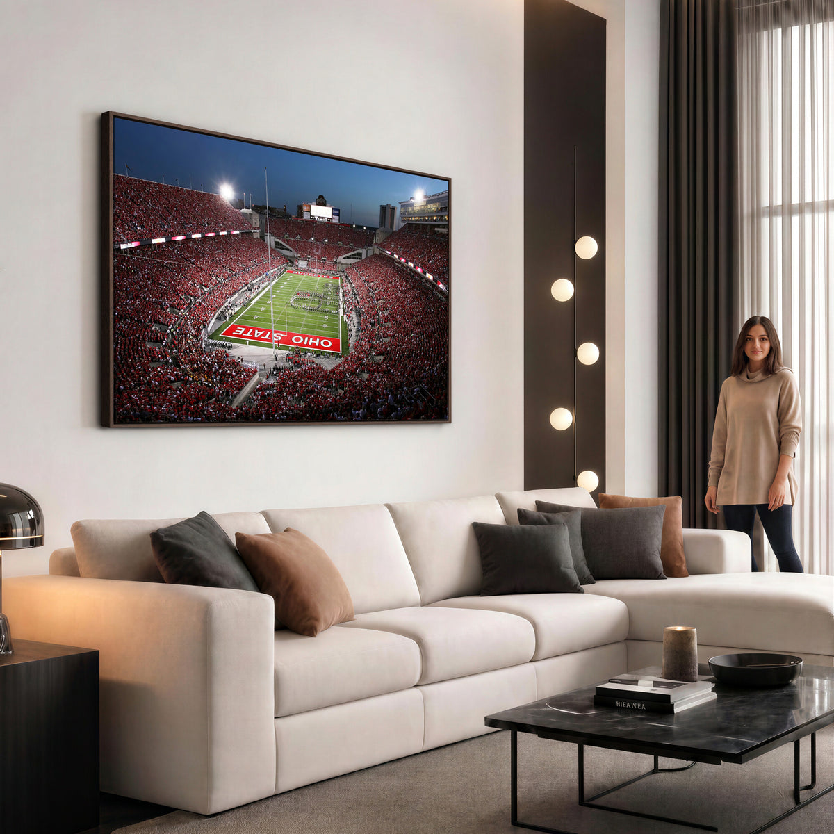 98743-PAN-FL-20X10 - Ohio State University Buckeyes Football Team Print - Columbus Ohio Stadium Wall Art Canvas Print