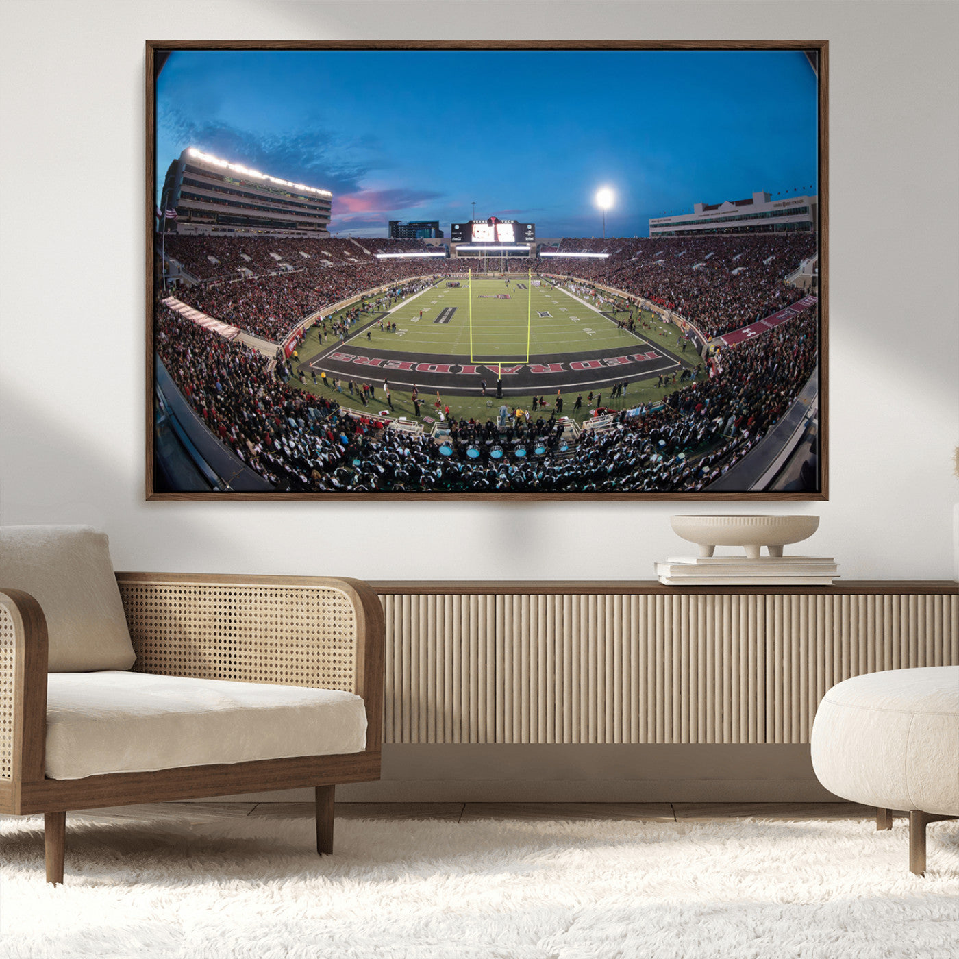 -Texas Tech Red Raiders Canvas, Framed Football Team Print - Lubbock Jones AT&T Stadium Wall Art