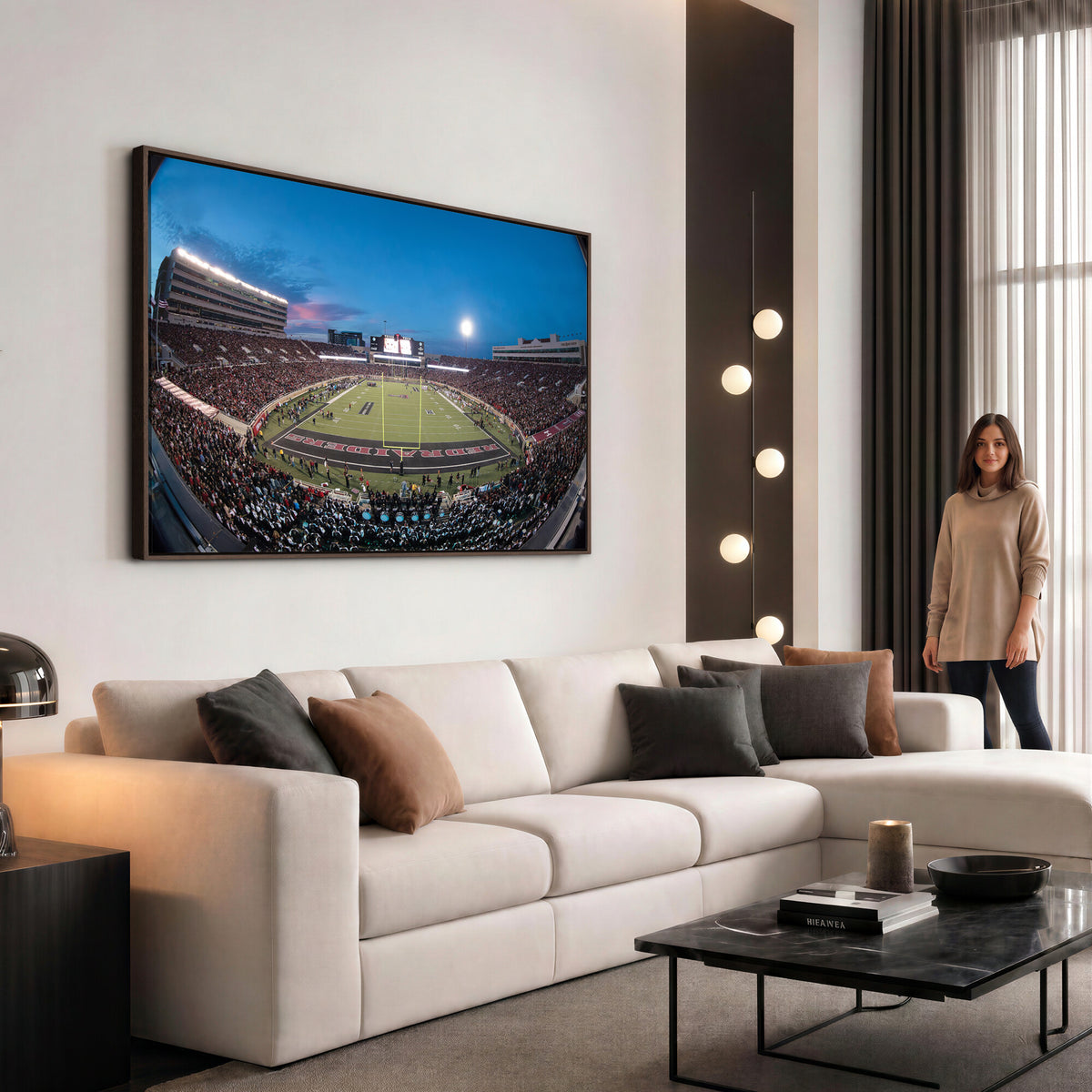 60763-PAN-FL-20X10 - Texas Tech Red Raiders Canvas, Framed Football Team Print - Lubbock Jones AT&T Stadium Wall Art