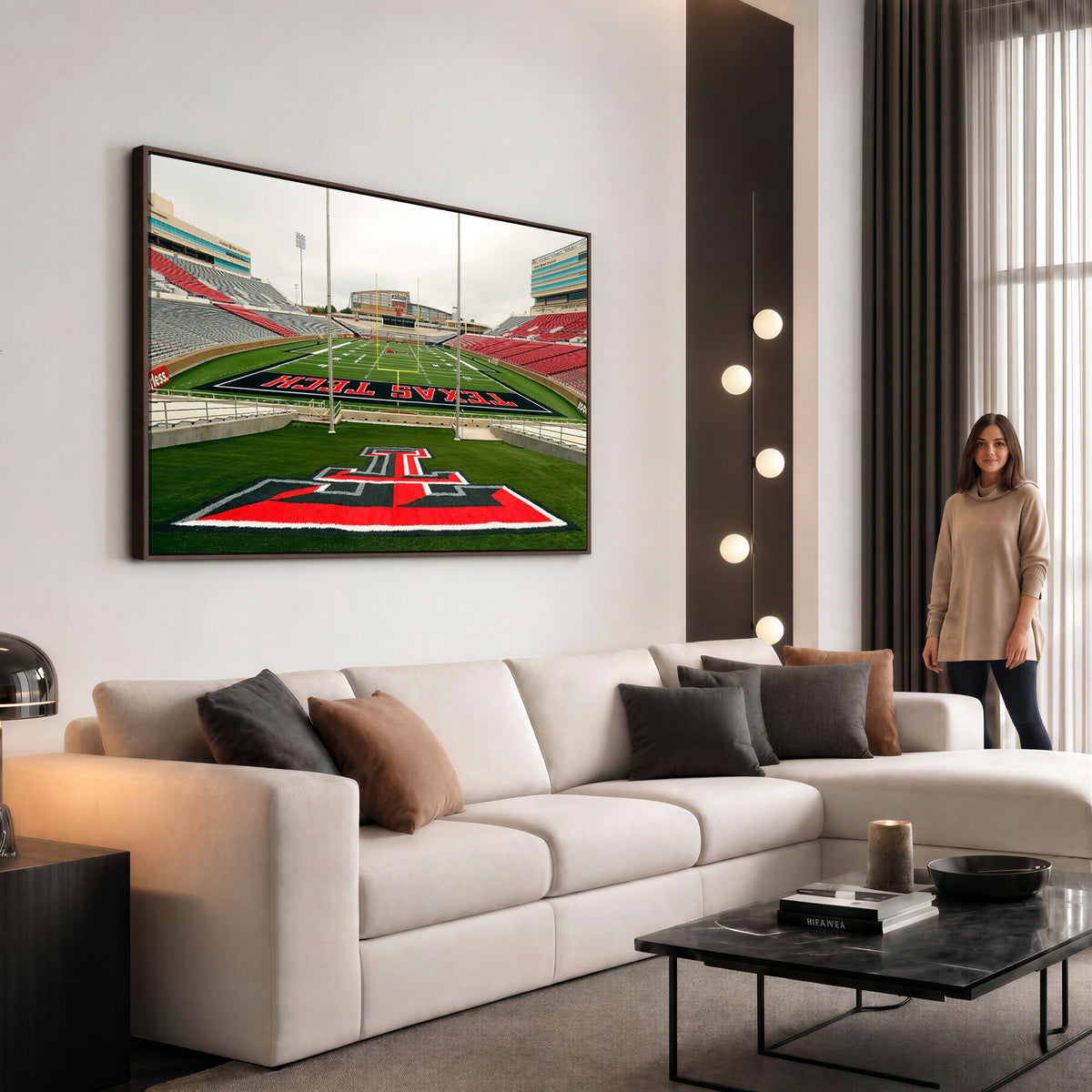 43169-PAN-FL-20X10 - Texas Tech Red Raiders Football Team Print - Lubbock Jones AT&T Stadium Wall Art Canvas Print