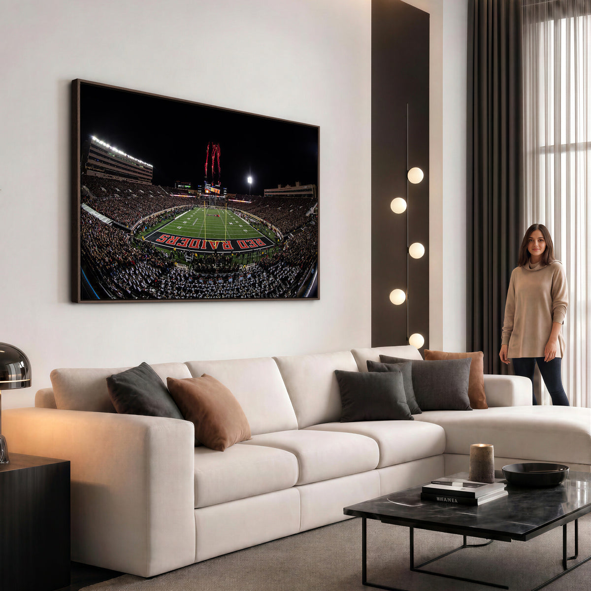 83122-PAN-FL-20X10 - Framed Texas Tech Red Raiders Stadium Canvas, Texas Tech Red Raiders Football Team Print - Lubbock