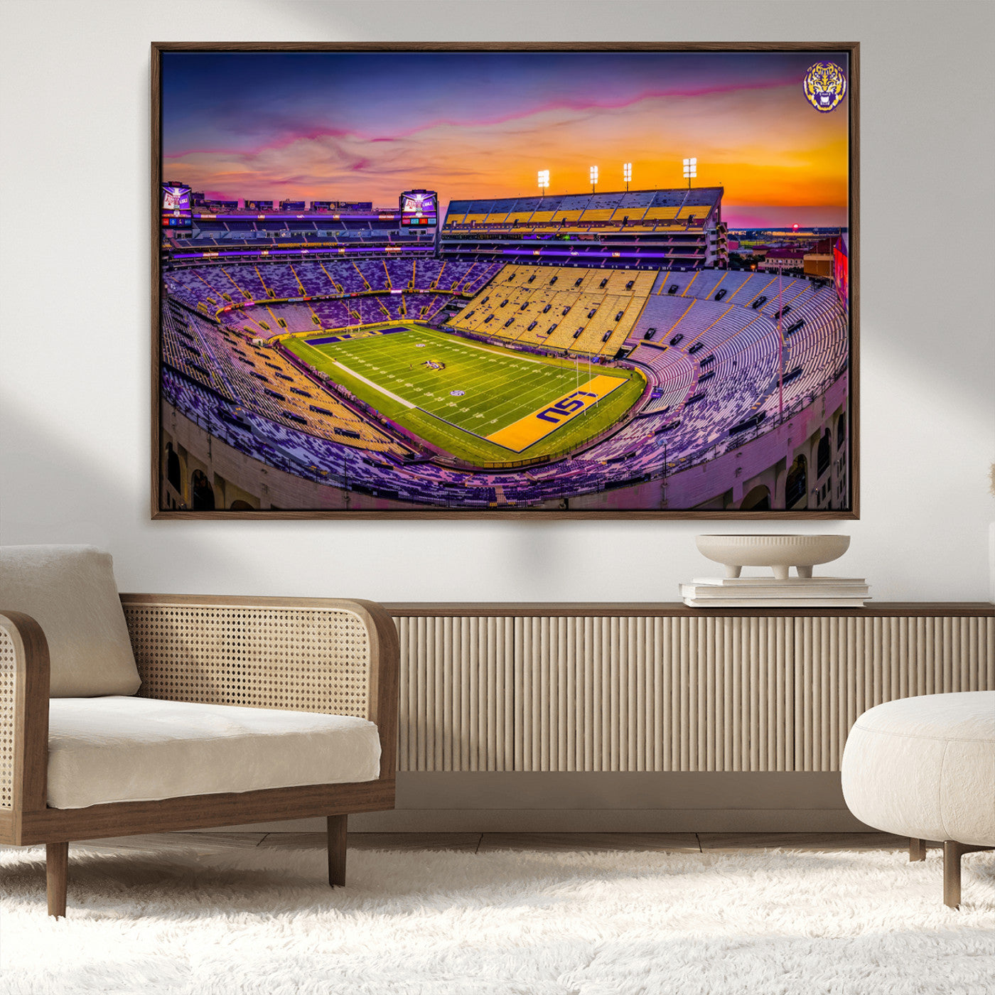 93538-MGV-CV-36X24-The Louisiana State University Tigers Football Team Print - Baton Rouge Tiger Stadium Wall Art