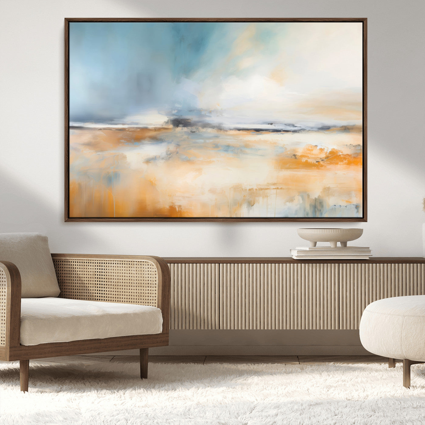 guzelmis-sharpen-MGV-CV-36X24-Abstract Landscape Wall Art Canvas Print - Warm Tones of Orange and Blue, Modern Framed Art for Home