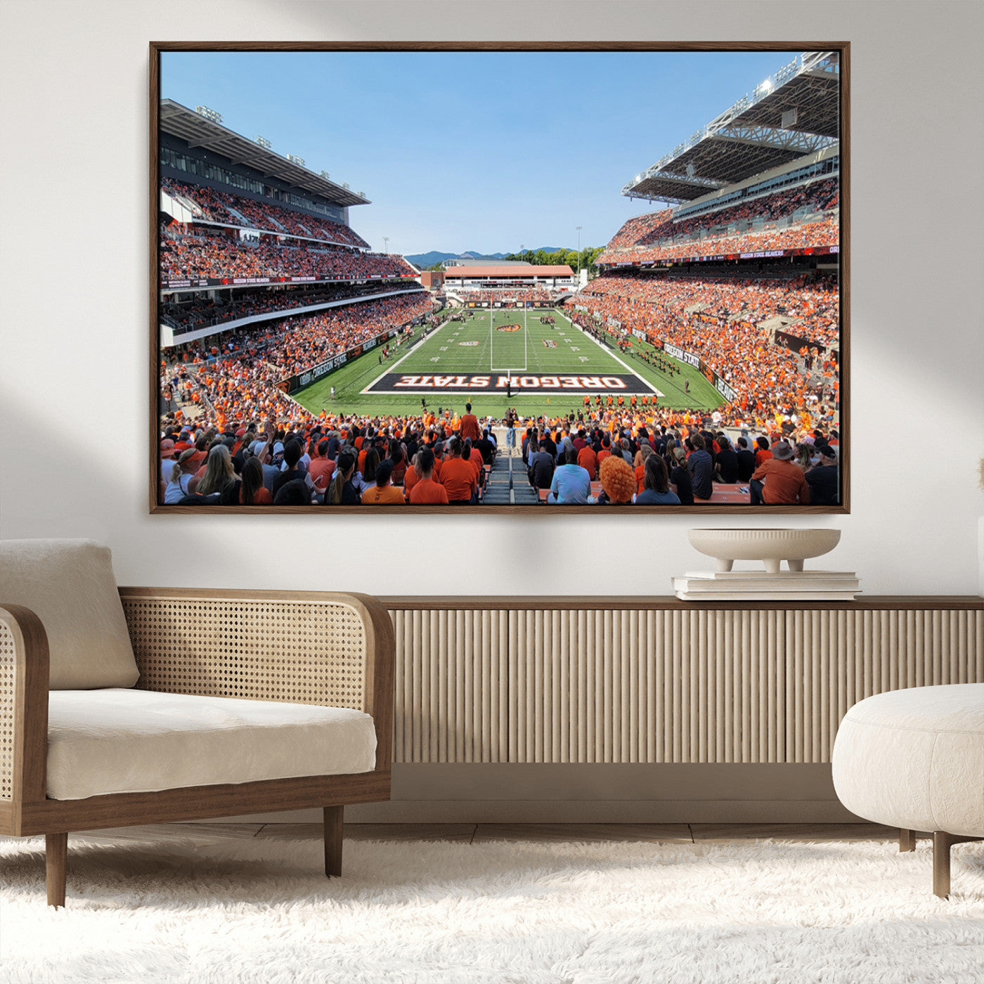 35211-MGV-CV-36X24-Oregon State Beavers Football Team Print - Corvallis Reser Stadium Wall Art Canvas Print