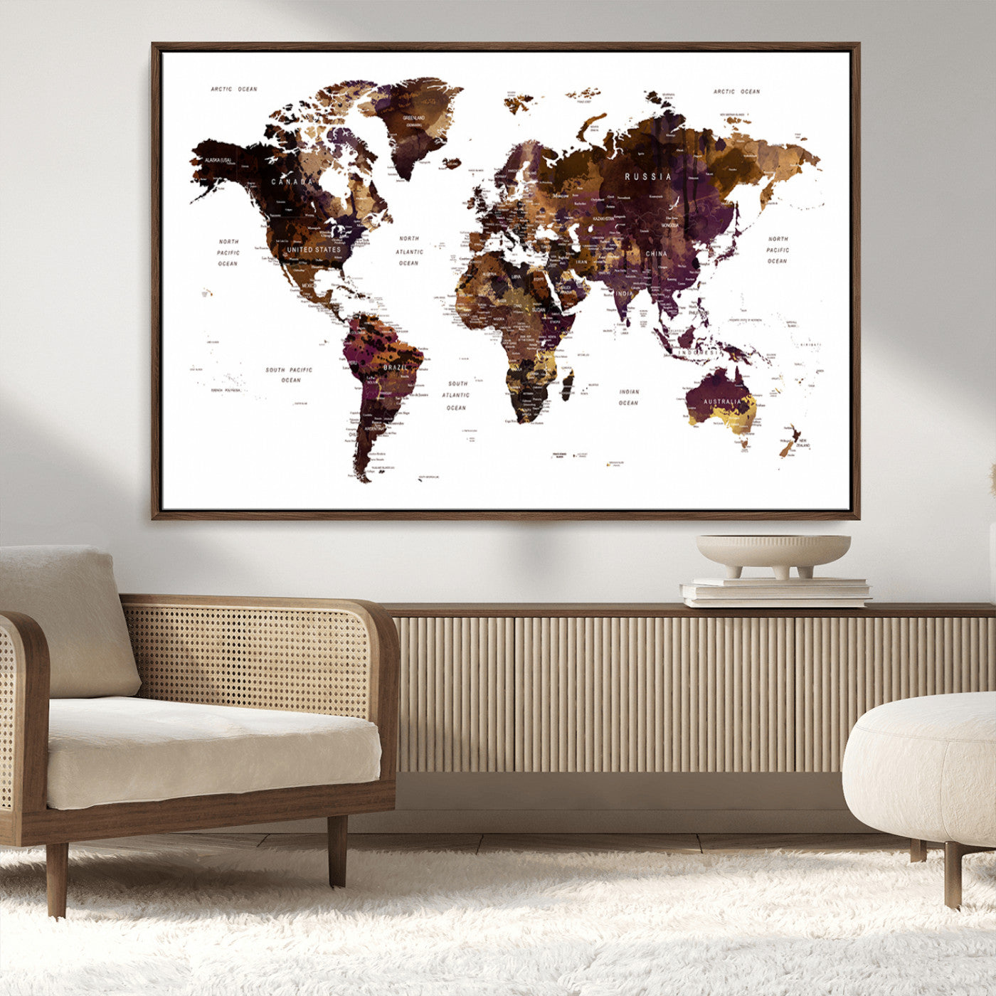 50611-MGV-CV-36X24-Push Pin World Map Canvas Print – Travel Tracker Wall Art for Couples, Perfect Anniversary Gift for Home or Office Decor