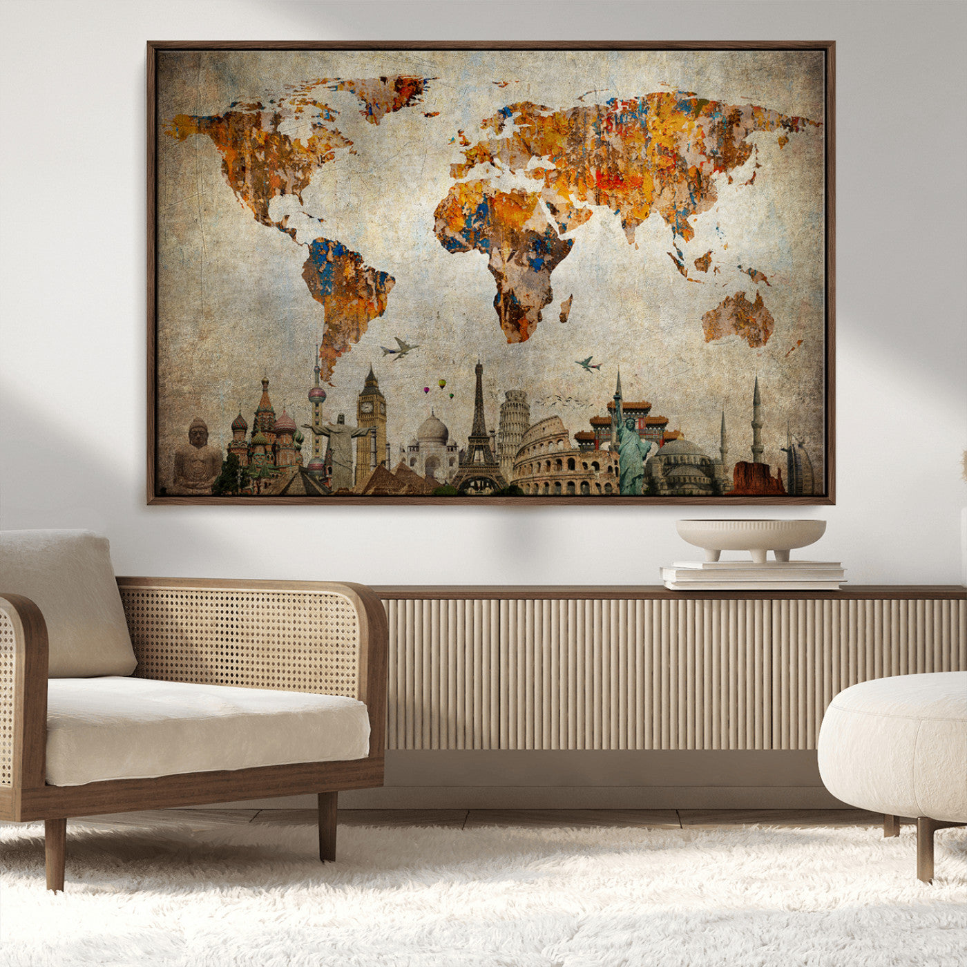 54918-MGV-CV-36X24-Push Pin World Map Canvas Print – Travel Tracker Wall Art for Couples, Perfect Anniversary Gift for Home or Office Decor