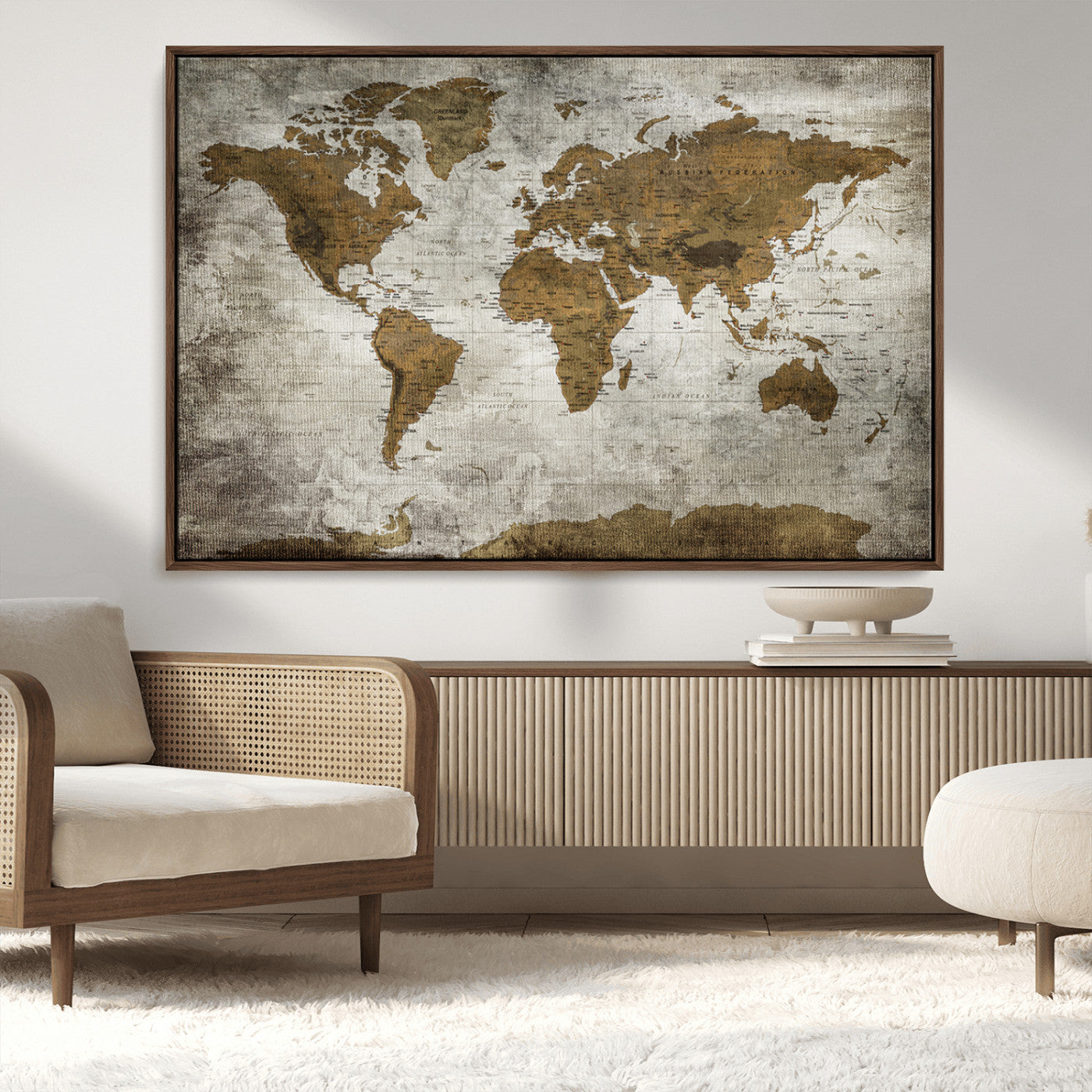 -Push Pin World Map Canvas Print – Travel Tracker Wall Art for Couples, Perfect Anniversary Gift for Home or Office Decor