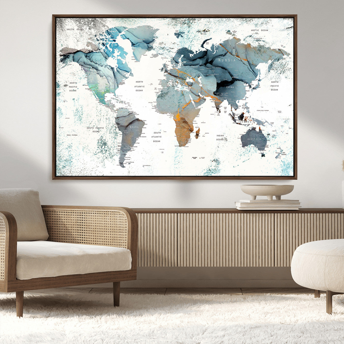 48730-MGV-CV-36X24-Push Pin World Map Canvas Print – Travel Tracker Wall Art for Couples, Perfect Anniversary Gift for Home or Office Decor