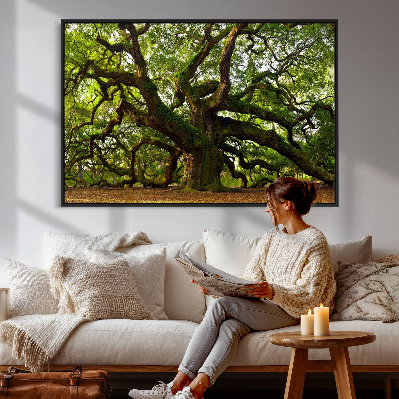 29407-MGV-CV-36X24 - Angel Oak Tree Wall Art Canvas Print | Large Forest Tree Nature Photography Print on Canvas