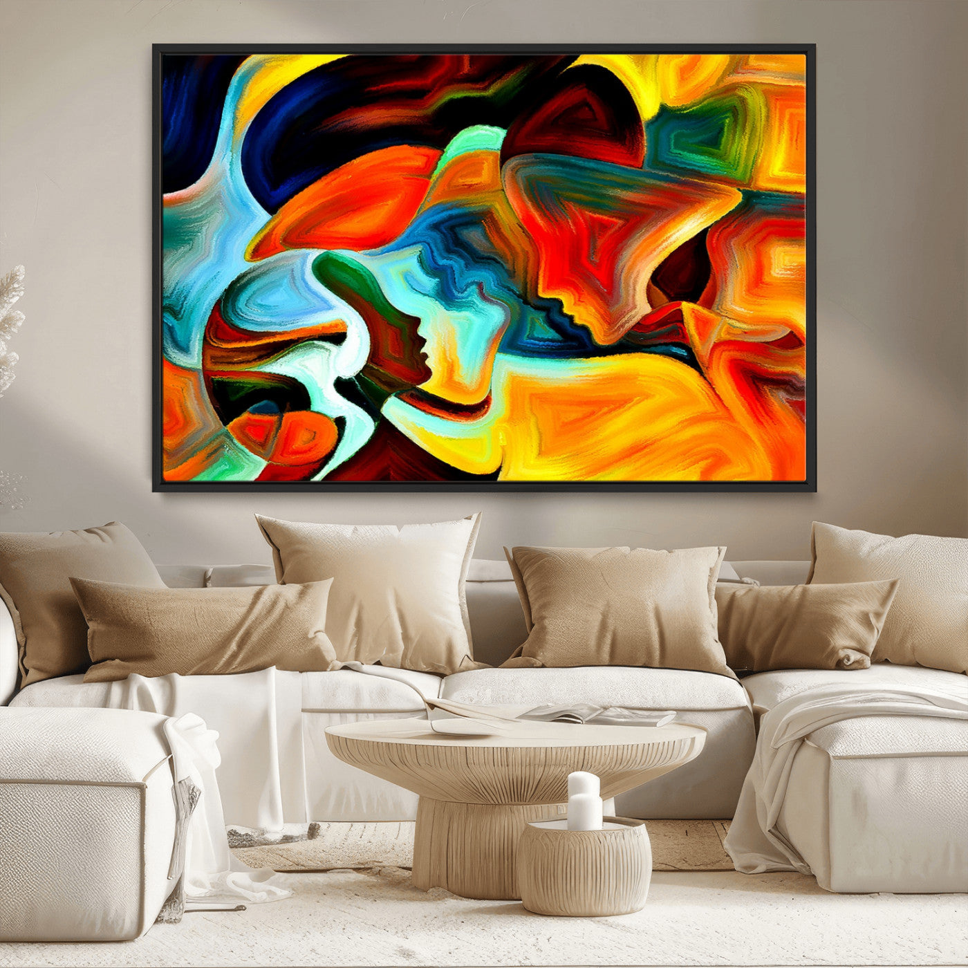 70242-MGV-CV-36X24-Human Love Figures Abstract Wall Art Canvas Print