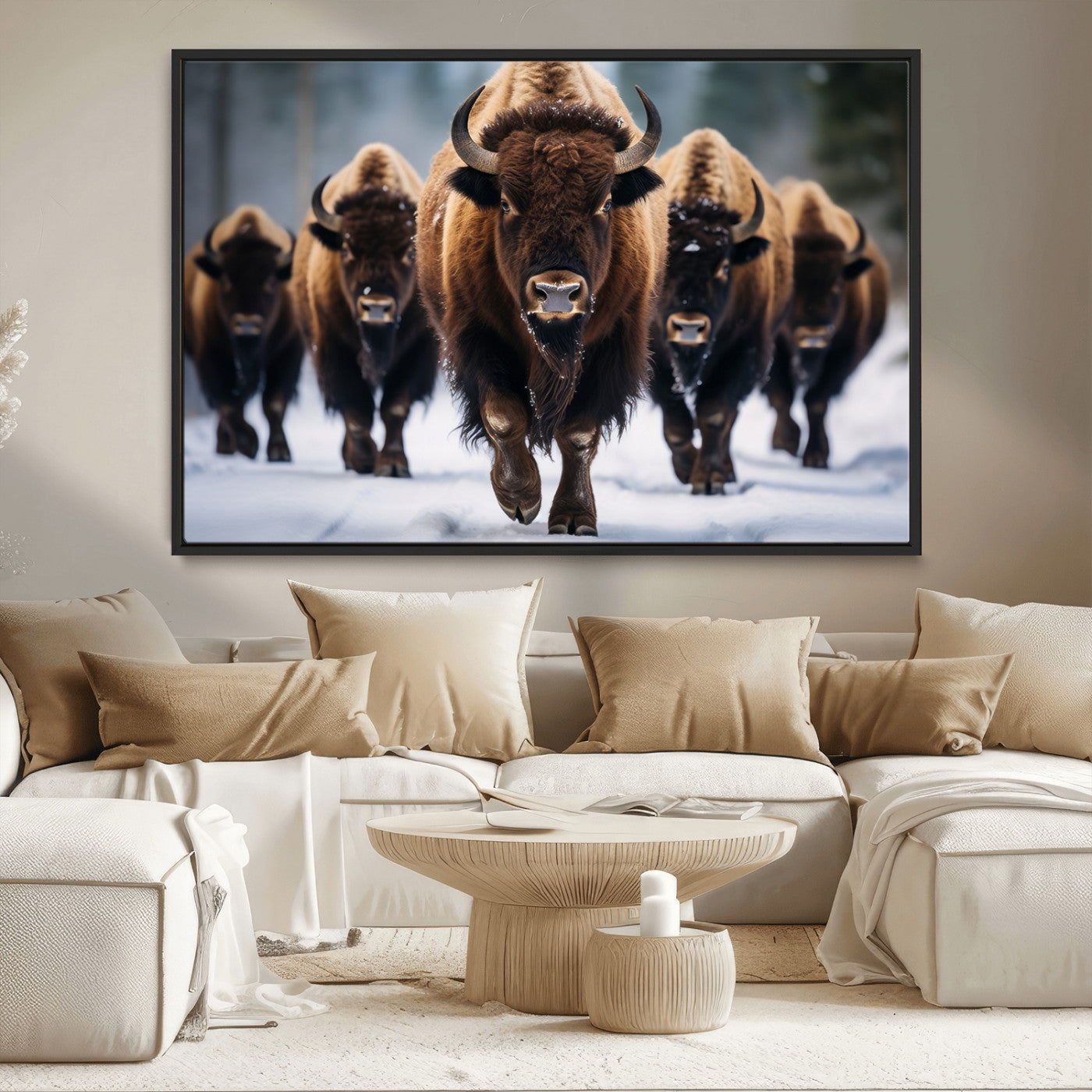 89854-MGV-CV-36X24-Buffalo Wall Art Canvas Print, American Bison Herd Wall Art Canvas Print - Bison Canvas Print