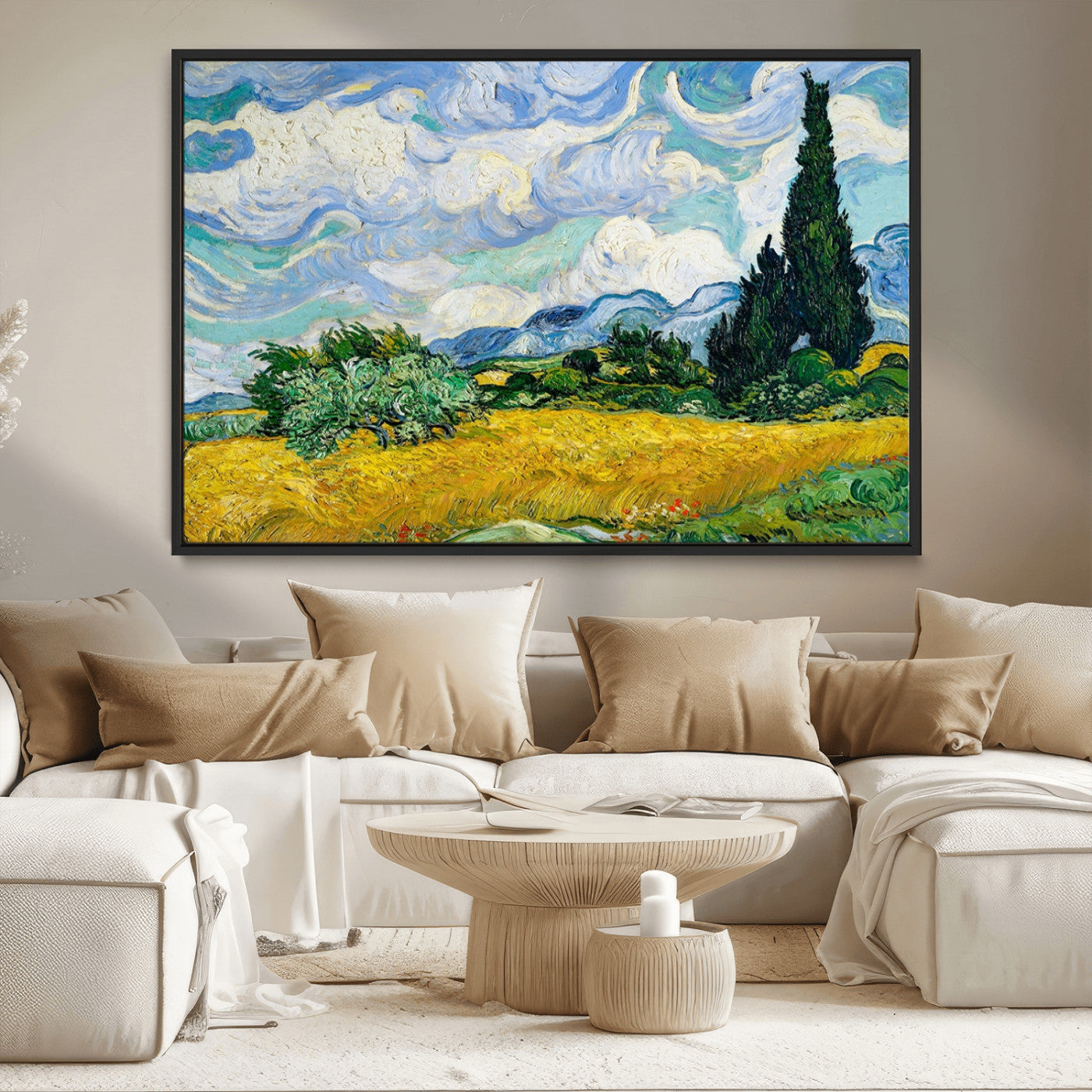 97252-MGV-CV-36X24-Wheatfield With Cypresses By Van Gogh Painting Wall Art Canvas, Wheatfield With Cypresses Canvas