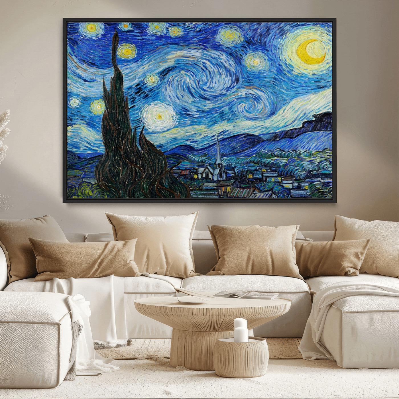 39177-MGV-CV-36X24-Vincent Van Gogh The Starry Night Abstract Wall Art Canvas Print