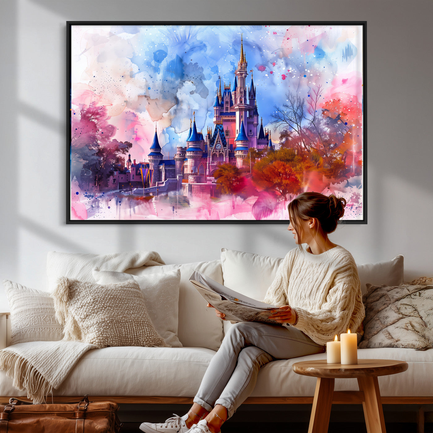 58662-MGV-CV-36X24 - Disney Wall Art: Dreamy Watercolor Cinderella Castle Canvas Print