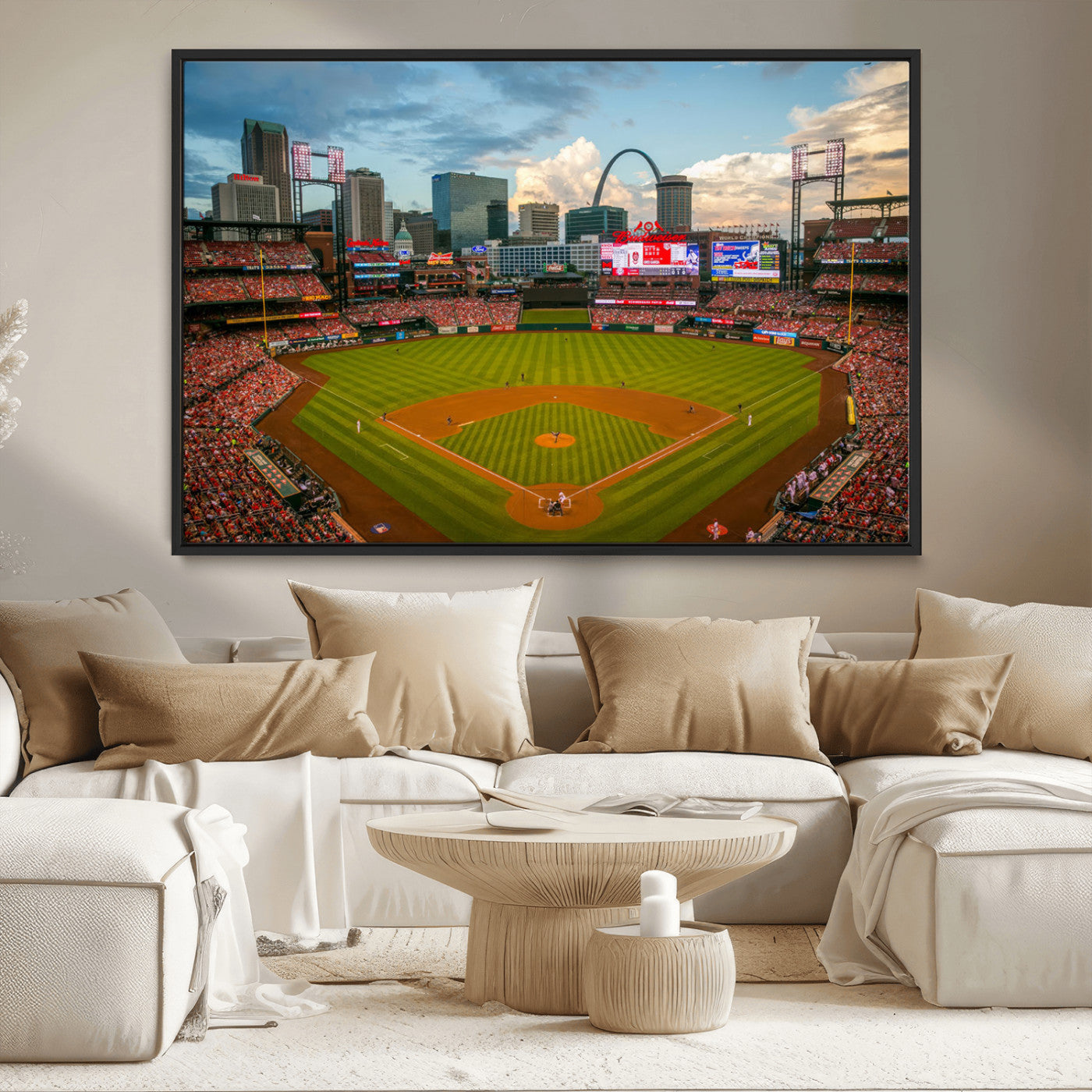 91908-MGV-CV-36X24-Busch Stadium Wall Art Print | St. Louis Cardinals Baseball Stadium Canvas Print | Framed Sports