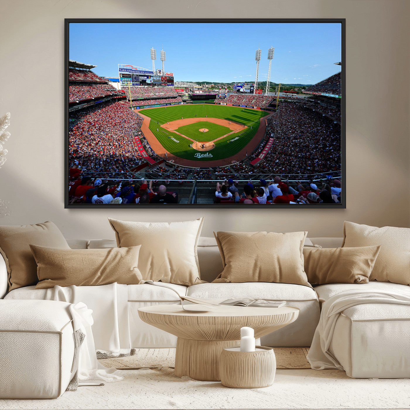 90998-MGV-CV-36X24-Cincinnati Reds Baseball Canvas Print - Great American Ball Park Stadium Wall Art Canvas Print
