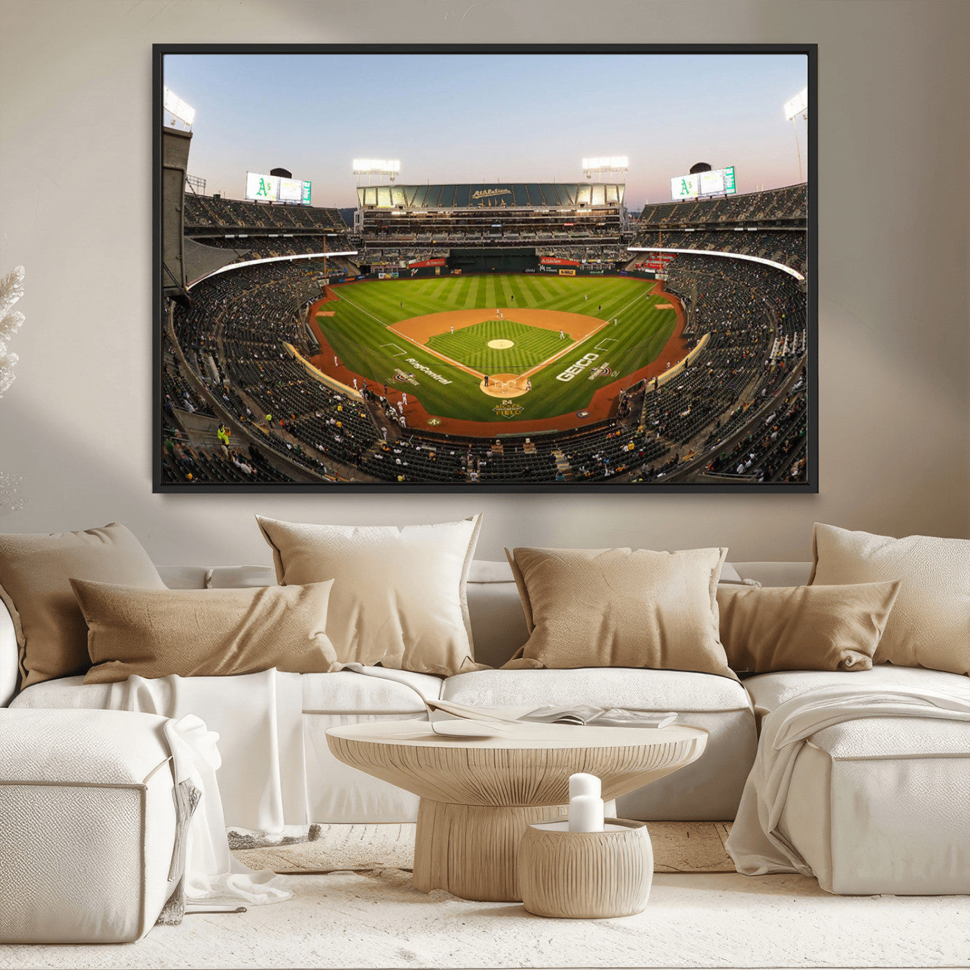-Oakland Athletics Baseball Team Print - RingCentral Coliseum Stadium Wall Art Canvas Print