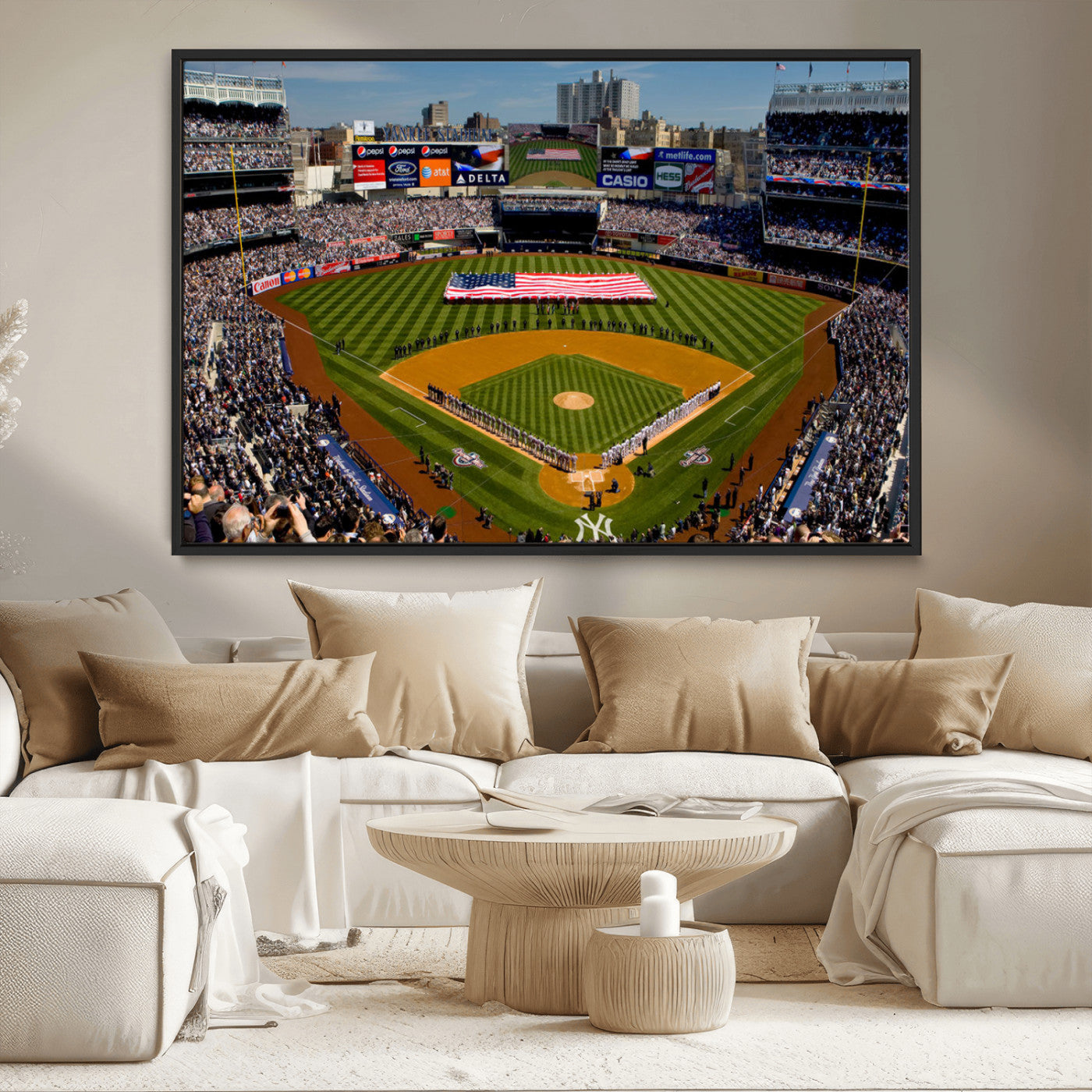 20879-MGV-CV-36X24-Yankee Stadium New York Wall Art Print | 3-Panel Canvas Print of Yankees Baseball Stadium | Large