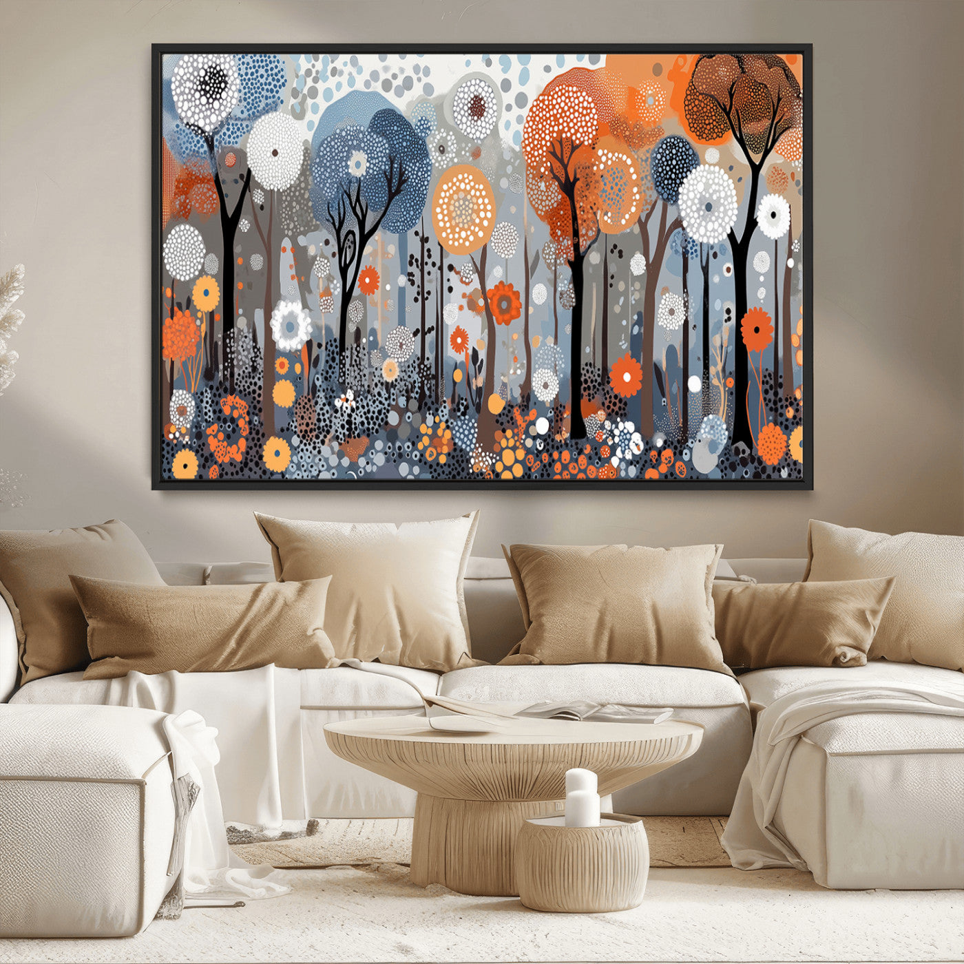 48857-MGV-CV-36X24-Abstract Winter Landscape Canvas Wall Art Print - Large Colorful Nature Wall Decor