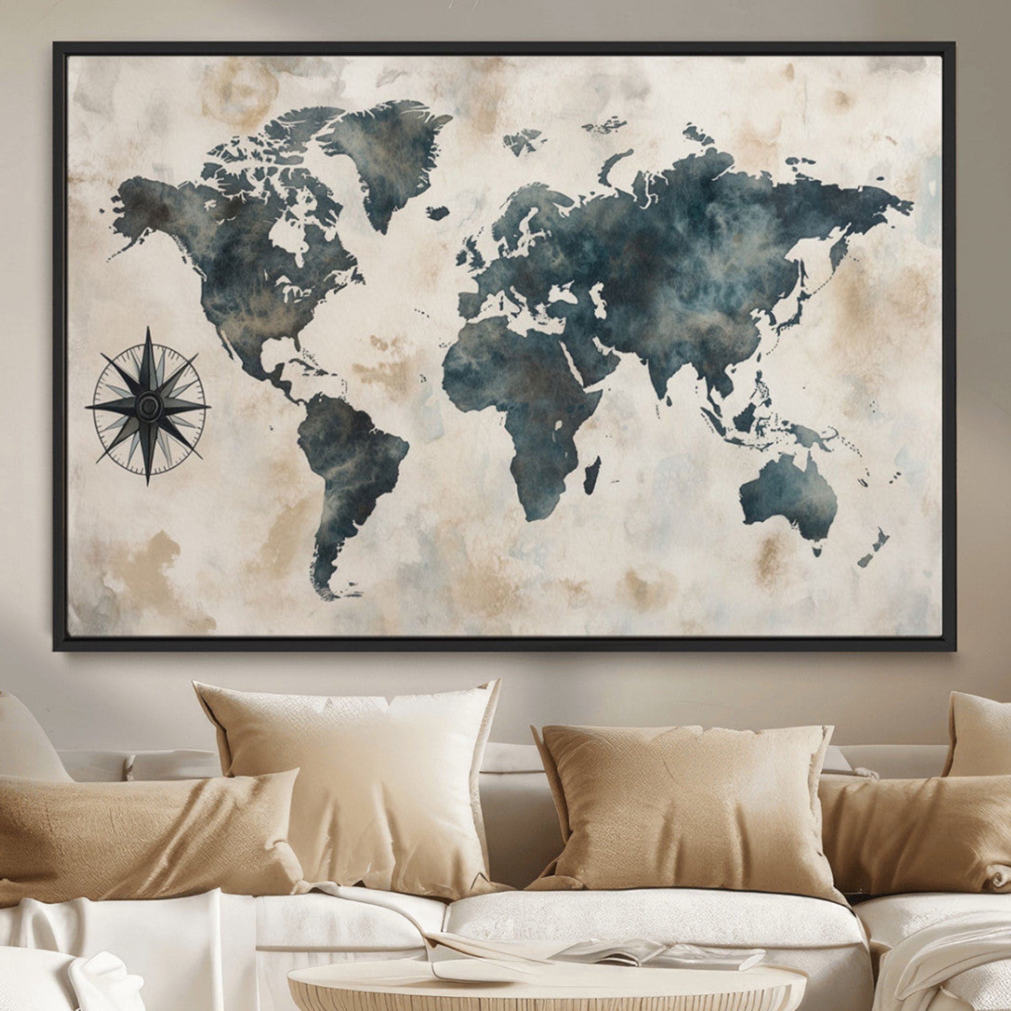 38040-MGV-CV-36X24-Push Pin World Map Canvas Print – Travel Tracker Wall Art for Couples, Perfect Anniversary Gift for Home or Office Decor