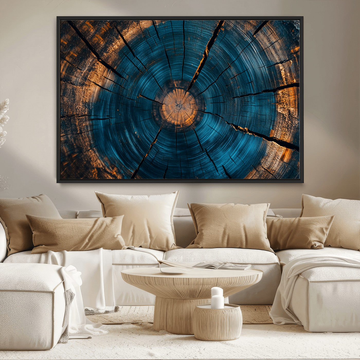 13398-MGV-CV-36X24-Abstract Tree Rings Wall Art Canvas Print Wood Grain Rings Artwork Nature Woodland Modern Wall Decor for Home, Office