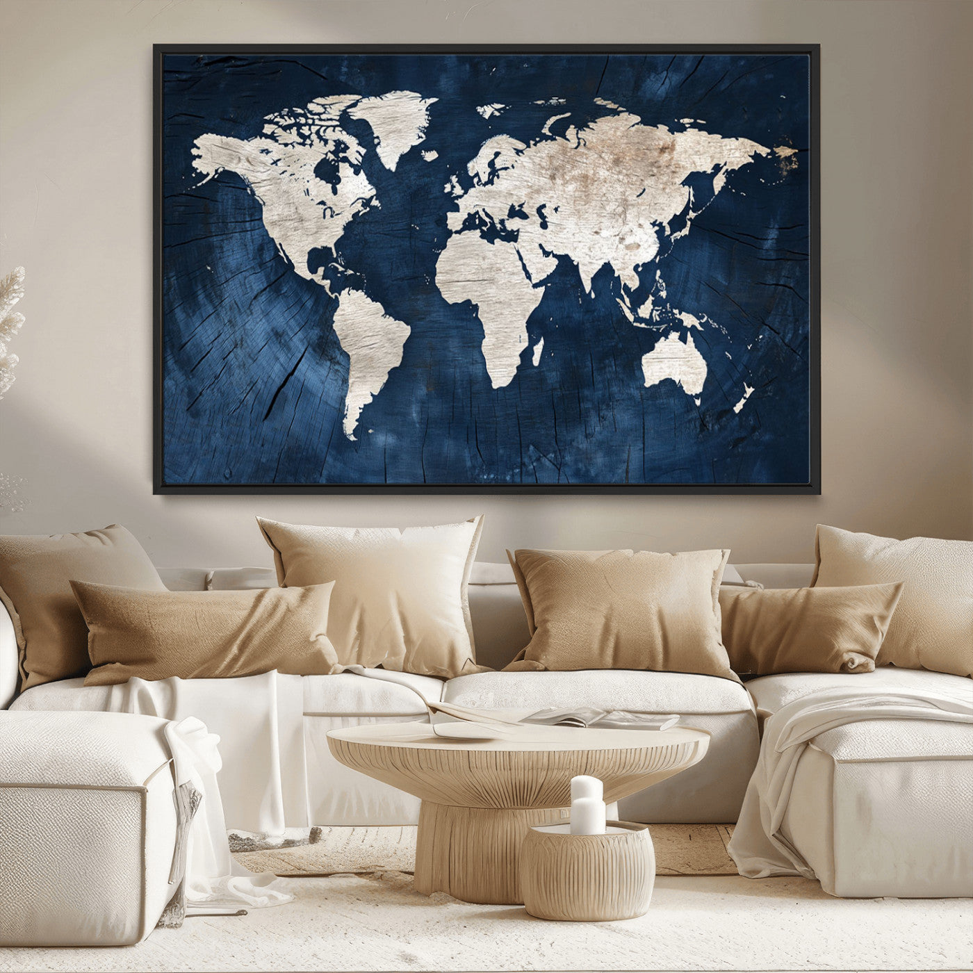 -Push Pin World Map Canvas Print – Travel Tracker Wall Art for Couples, Perfect Anniversary Gift for Home or Office Decor