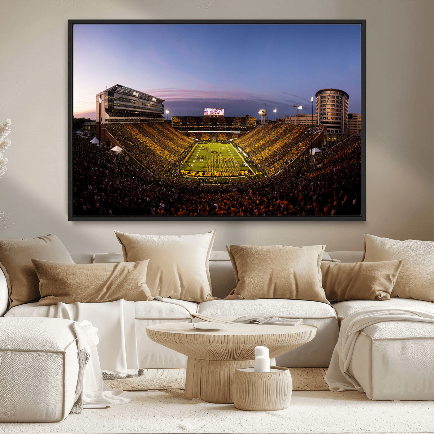 82557-MGV-CV-36X24-Iowa Hawkeyes Kinnick Stadium Wall Art Canvas Print, Framed Iowa Hawkeyes Kinnick Stadium Canvas
