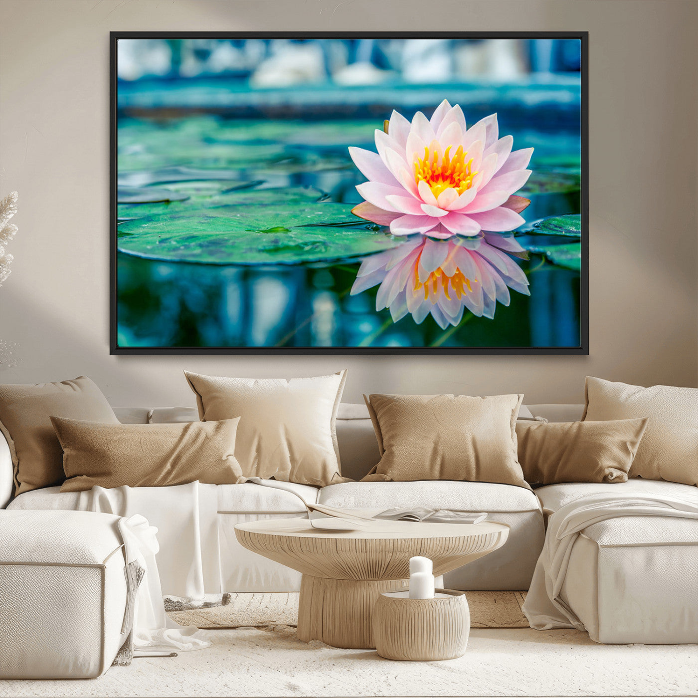MGV-FC-36X24 - Lotus Flower Wall Art Canvas Print, Water Lily Large Wall Art Canvas Print for Yoga Room Decor,