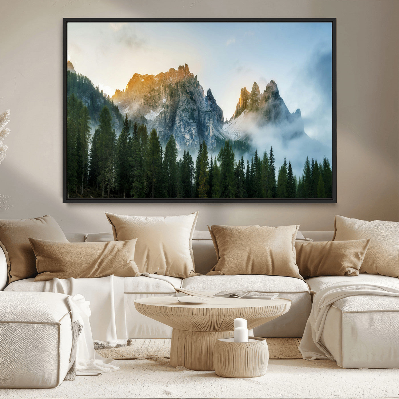 21145440-MGV-CV-36X24-Wilderness Wall Art Canvas Print – Misty Forest Nature Landscape Photography Rustic Scenic Artwork for Home, Office